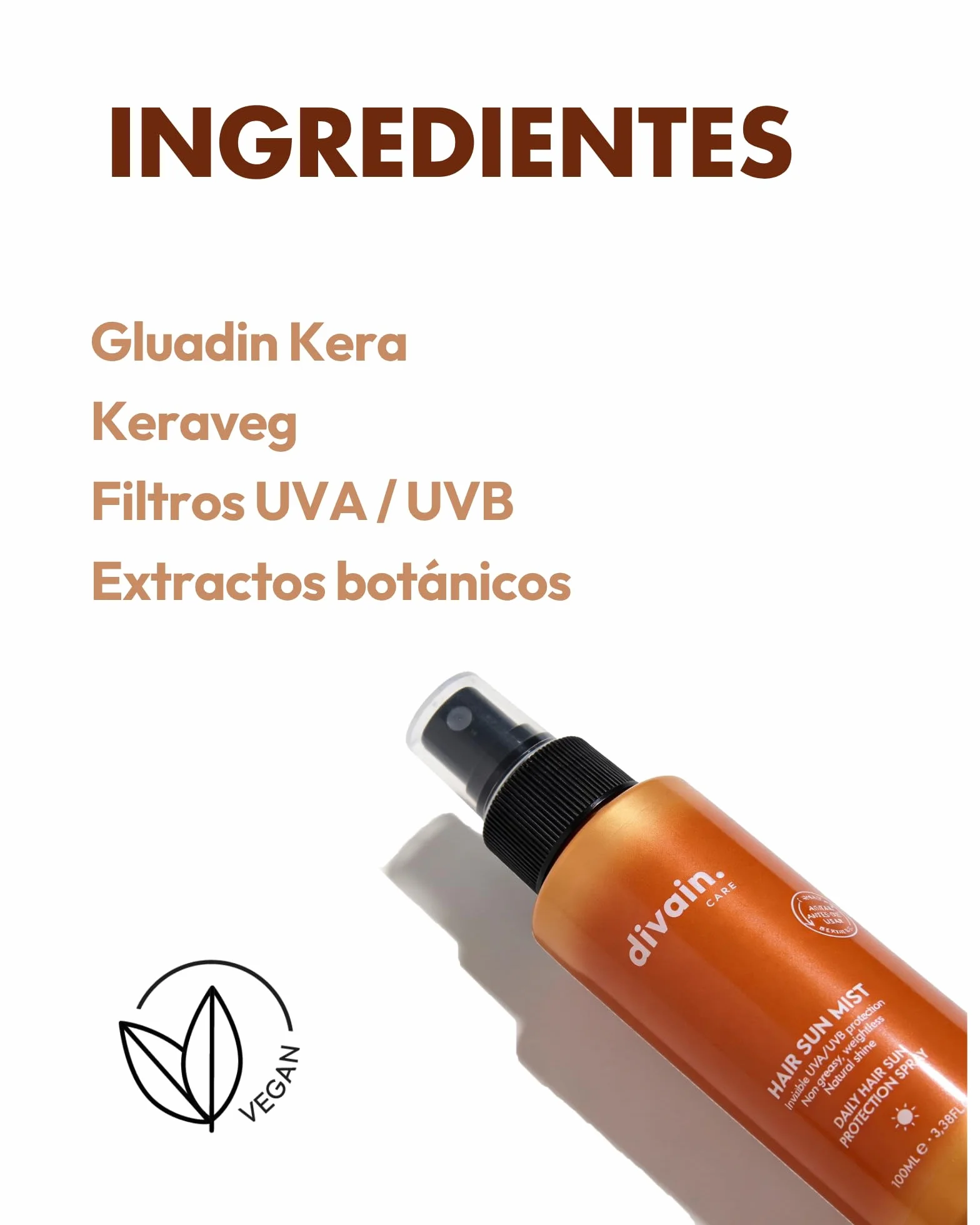 Bruma Solar Capilar 100 ml con Filtro UV, Proteínas Vegetales y Alga Marina 88% Natural Vegana