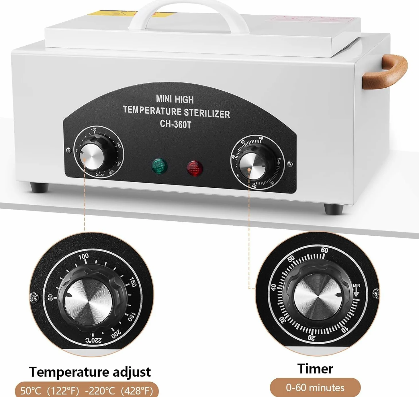 Caja de Limpieza de Herramientas de Metal de Alta Temperatura, 1.5L 300W Esterilizador de Utensilios de Peluquería y Tatuaje con Temperatura y Tiempo Ajustables para Spa, Salones, Peluquerías