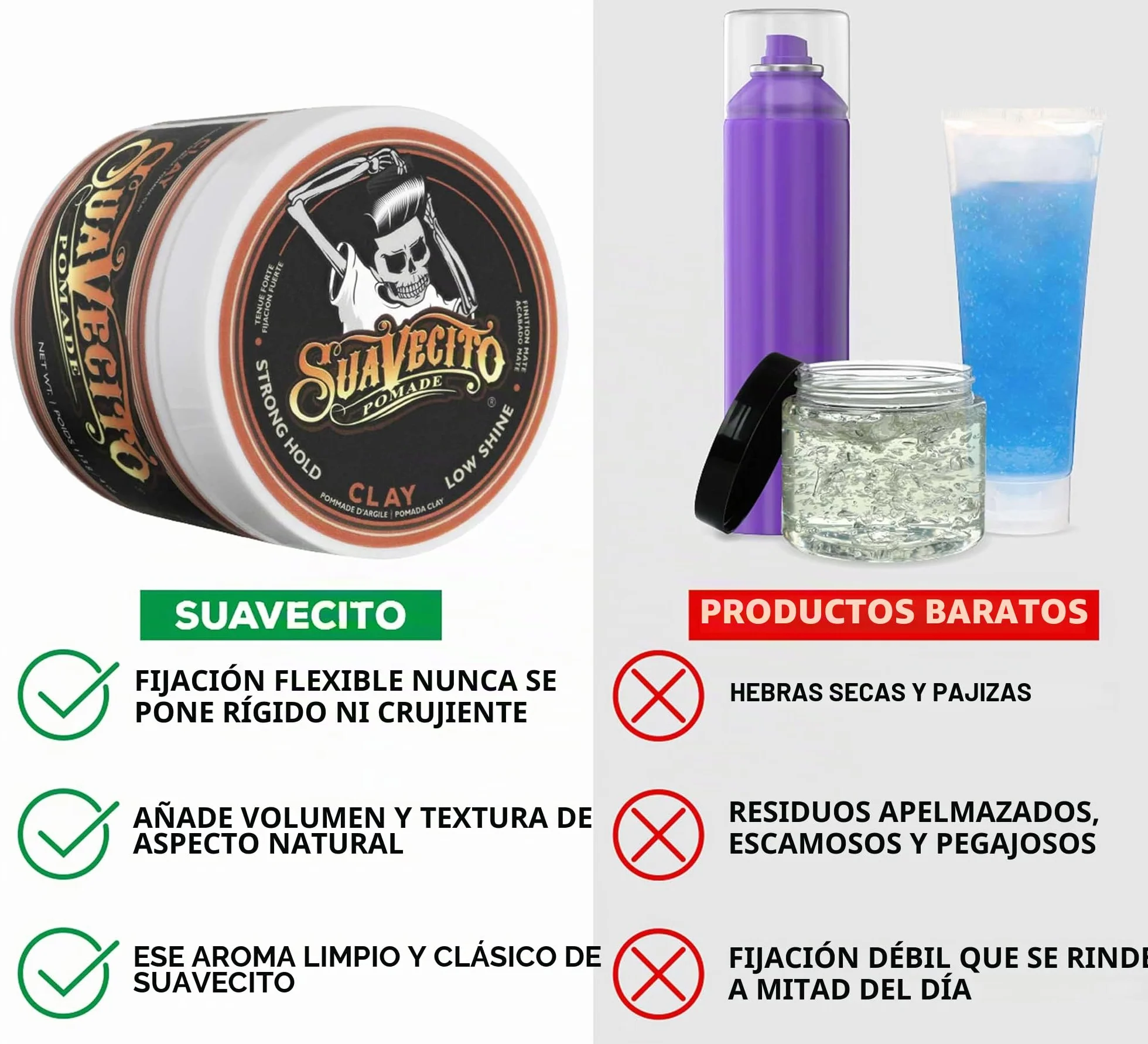 Suavecito Pomade Firme Clay Arcilla de Sujeción Fuerte para Cabello 4oz 113g