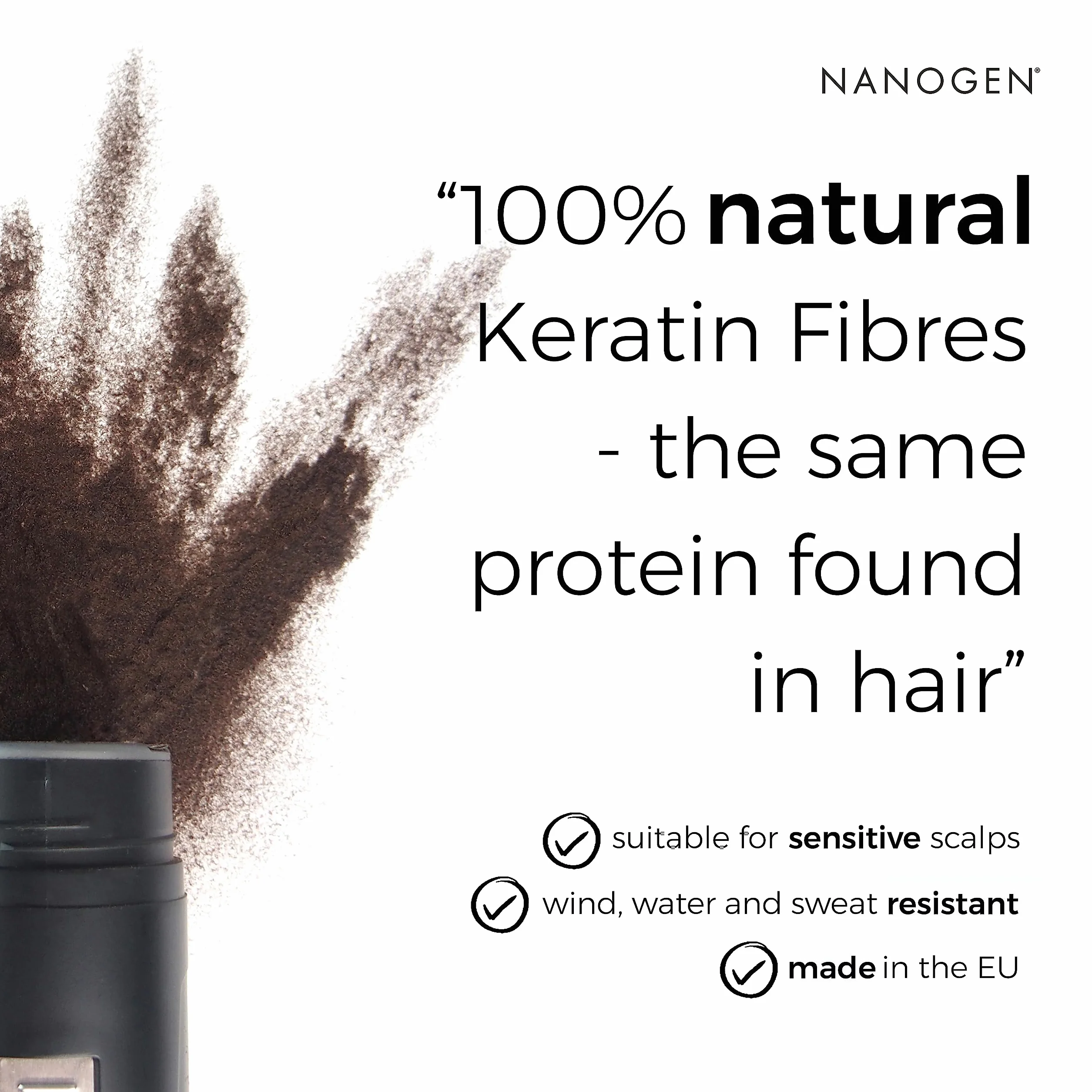 Nanogen Fibras Capilares Queratina Negro 30 gr