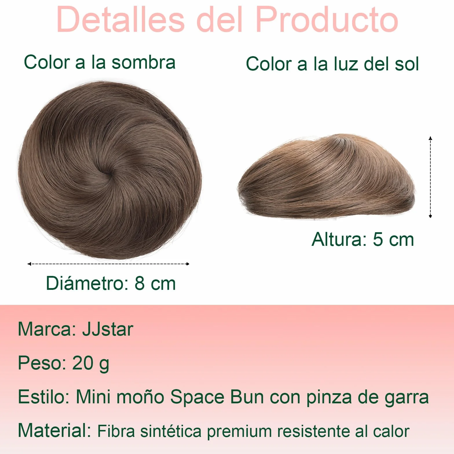 Mini Moño con Pinza, Extensión de Cabello Sintético Moño Postizo Despeinado, Space Buns Orejas de Gato
