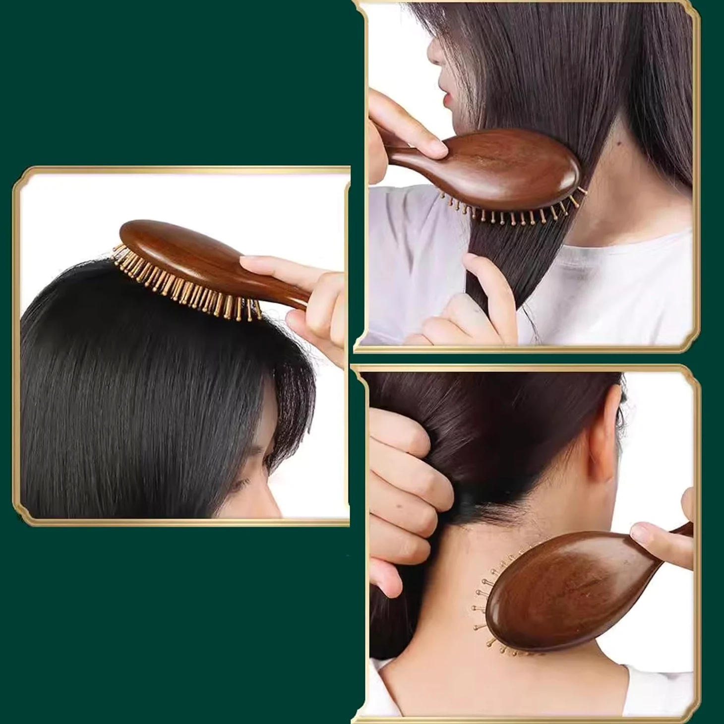 Cepillo para el Cabello, Peine Ovalado de Madera antiestático para masajes, Cepillo para el Cabello desenredante, cepillos masajeadores con cojín de Aire para Cabello Largo