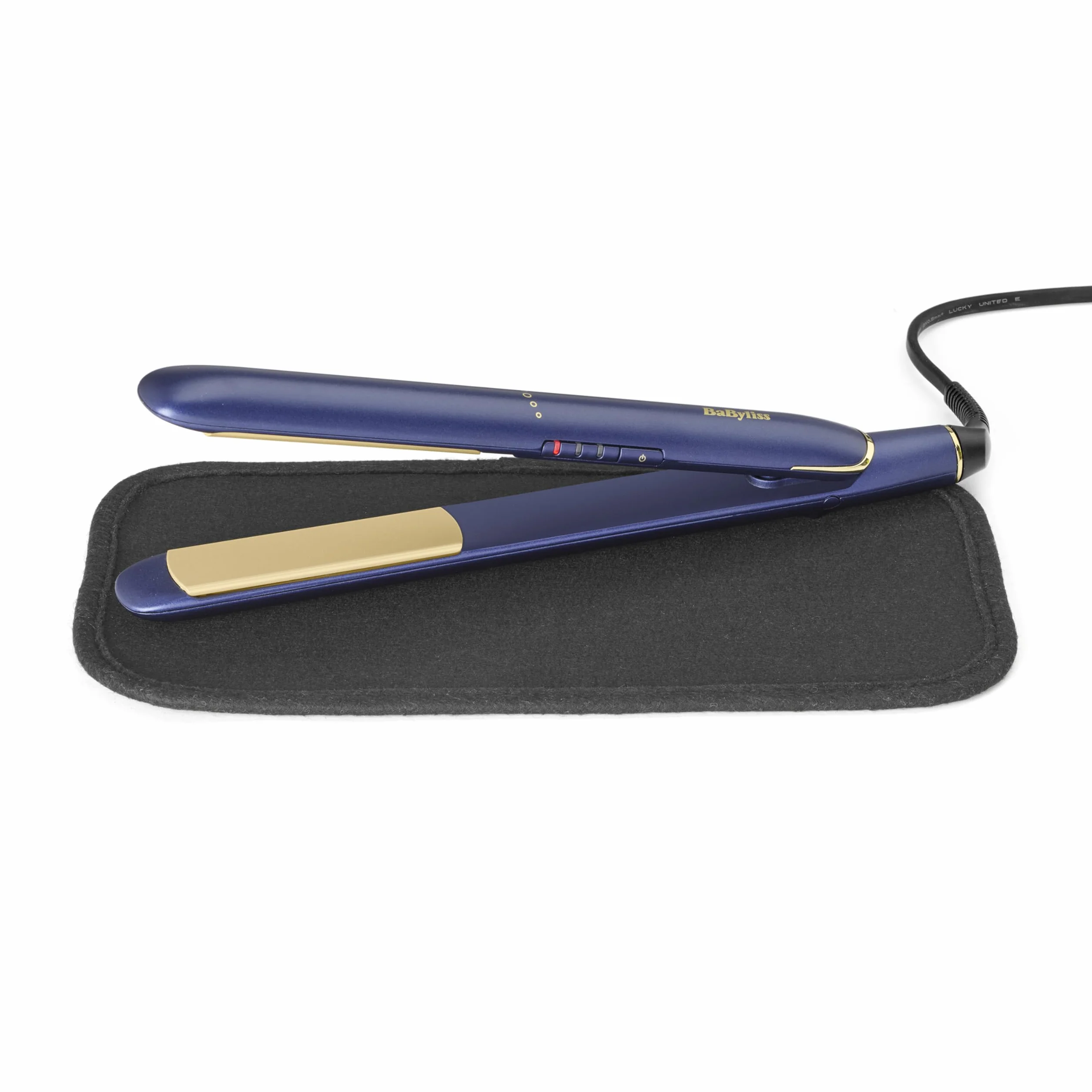 BaByliss Plancha de Pelo Midnight Luxe 2516PE - Placas flotantes de cerámica con titanio, 235°C, Multivoltaje, Azul
