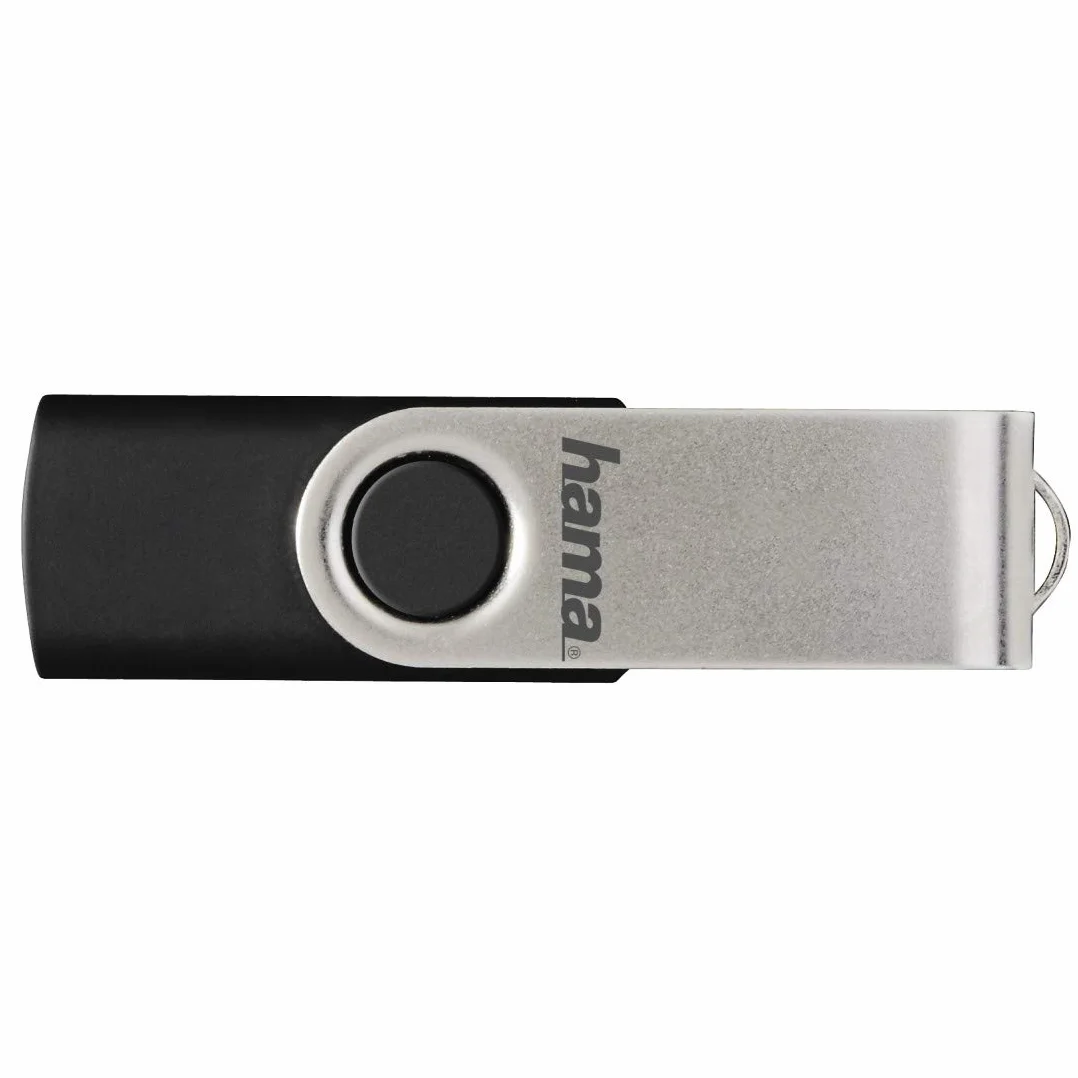 Hama Pendrive USB 2.0 128 GB Memoria USB-A 15 MB/s Giratorio Clip Metal Negro Plata