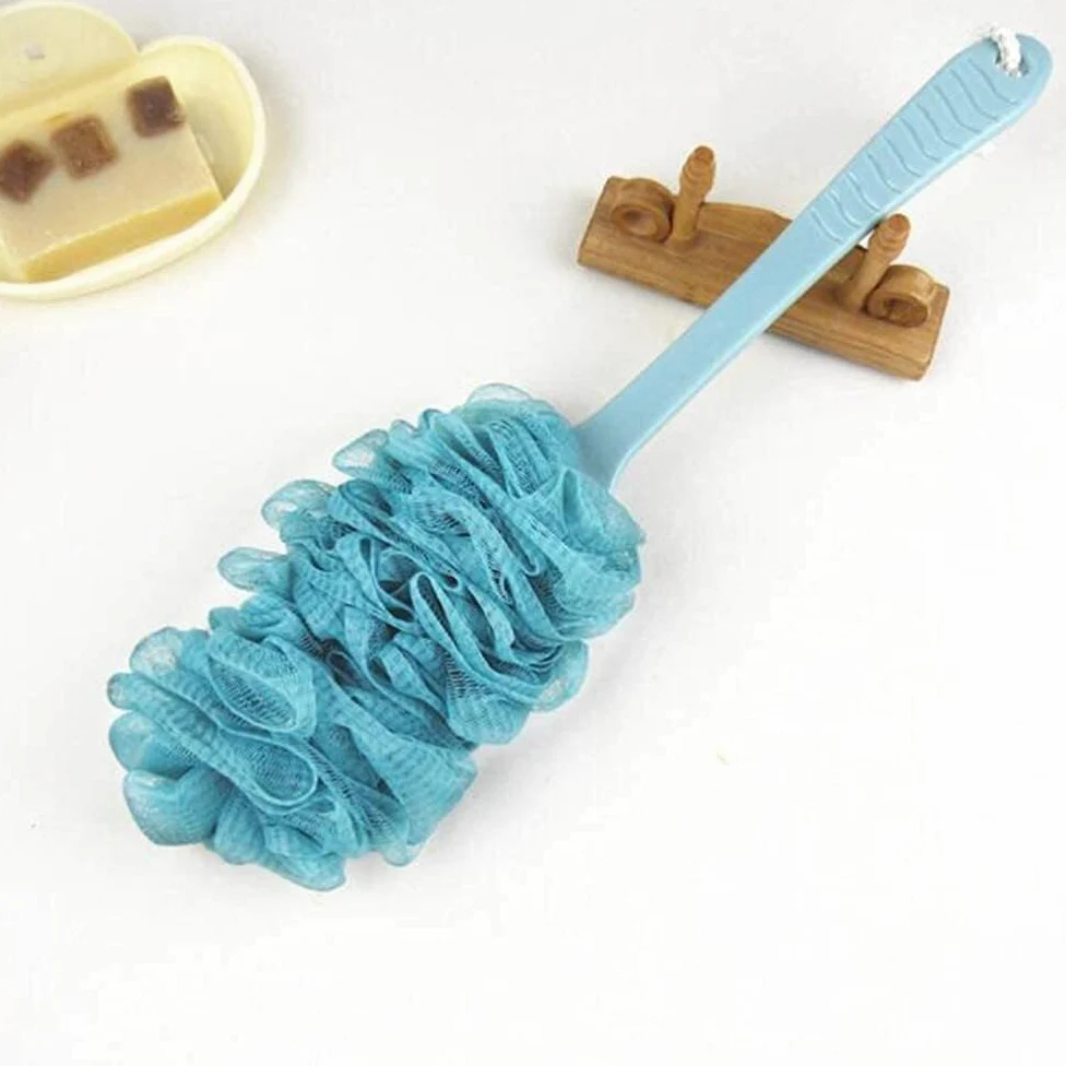 Esponja de Malla de Ducha con Mango, depurador de Espalda, Cepillo Exfoliante Largo para el Cuerpo del baño, Lavado Corporal (Azul), cepillos para baño y Cuerpo