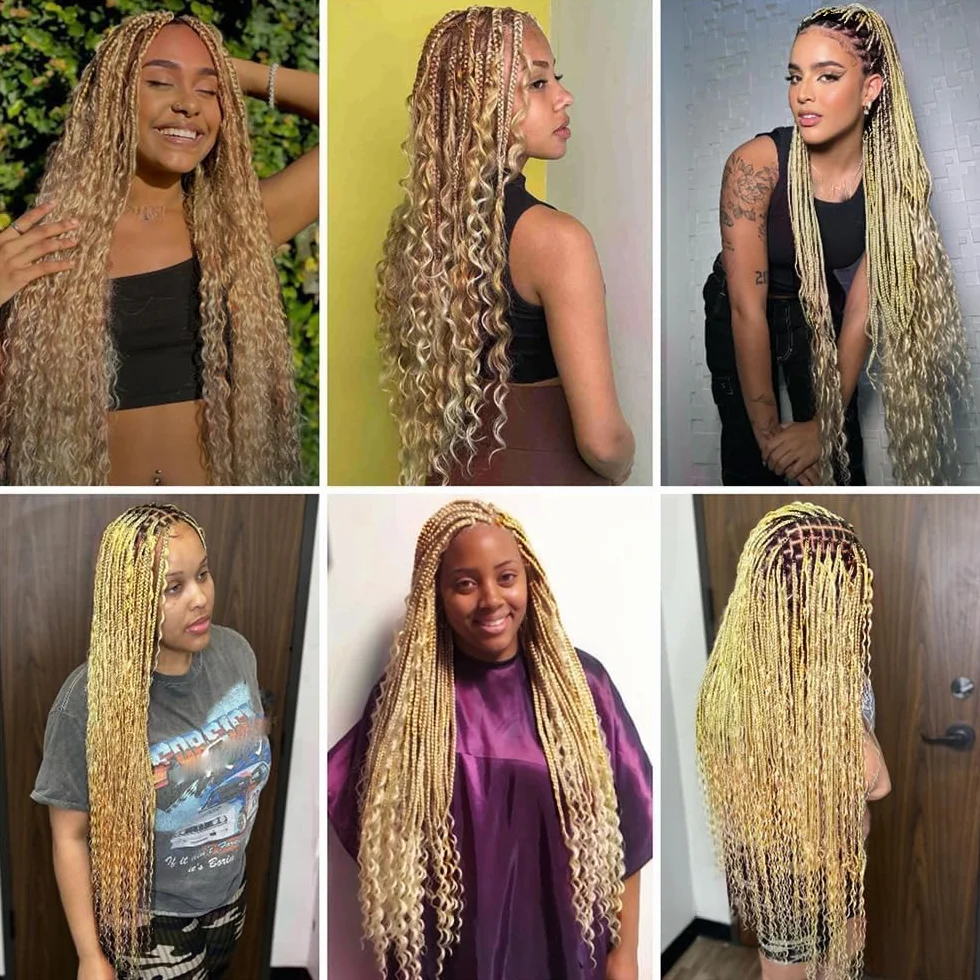 Extensiones de cabello humano de 22 pulgadas, 60 g, 40 hebras, P27/613, rubio, suave, ligero, ondulado, rizado, cabello humano, extensiones de crochet