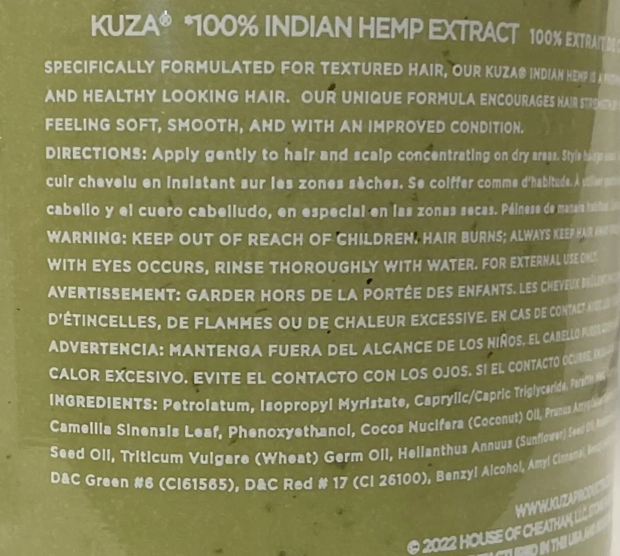 Kuza Tratamiento de Cáñamo Indio para el Cabello y el Cuero Cabelludo 237 ml