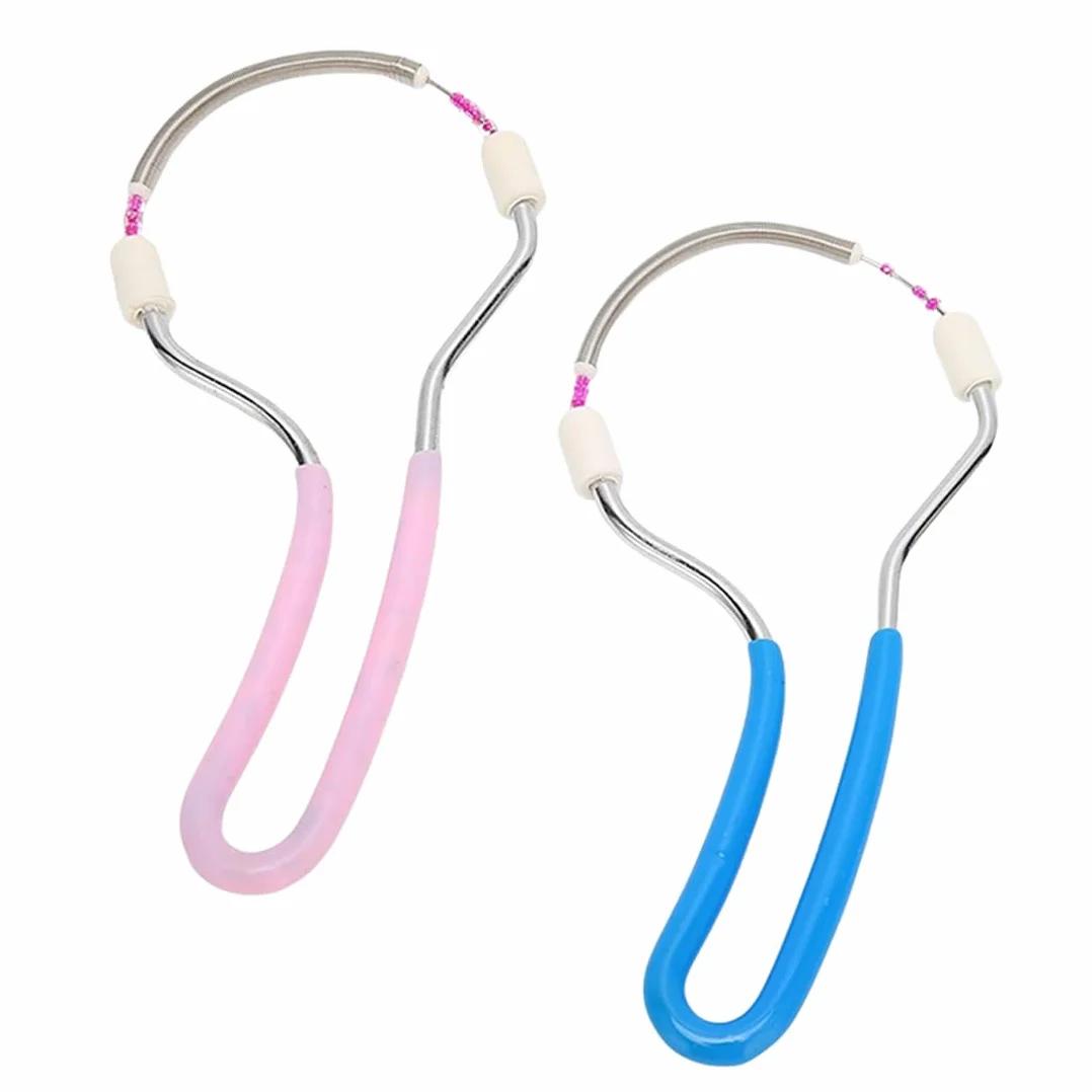 2 Piezas Depilador Facial de Muelle, depiladora facial manual portátil de acero inoxidable, Herramientas de Depilación con Hilo de Rodillo de Vello de Resorte, para depilación facial, frente, mejilla