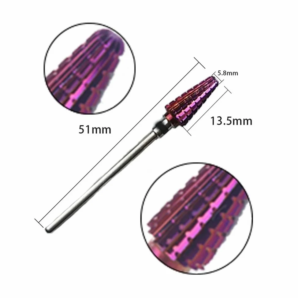 Brocas De Carburo for Uñas Tornado Púrpura, Fresas 3/32, Removedor De Gel, Lima Eléctrica, Accesorios De Manicura(5pcs)