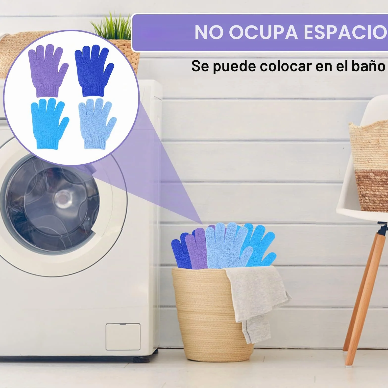 Sibba 4 Guantes Ducha Exfoliantes Doble Cara Baño Exfoliante Corporal Removedor Piel Muerta Manoplas Naturales