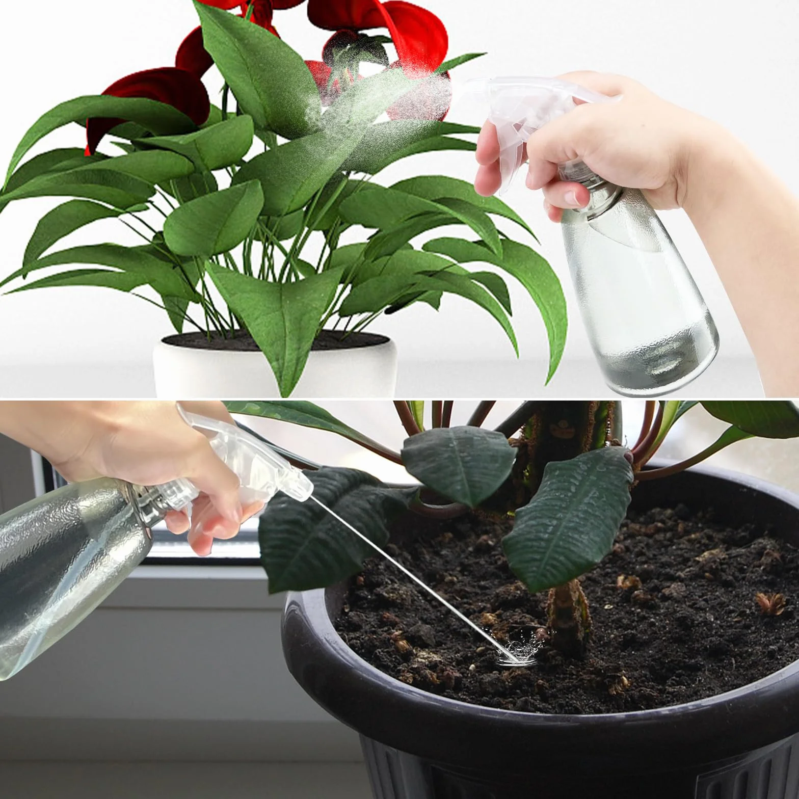 Gvolatee 3 Piezas Botella Pulverizador 500 ml, Plastico Gatillo Botellas de Spray Vacías Rellenable Transparente para Plantas, Limpieza