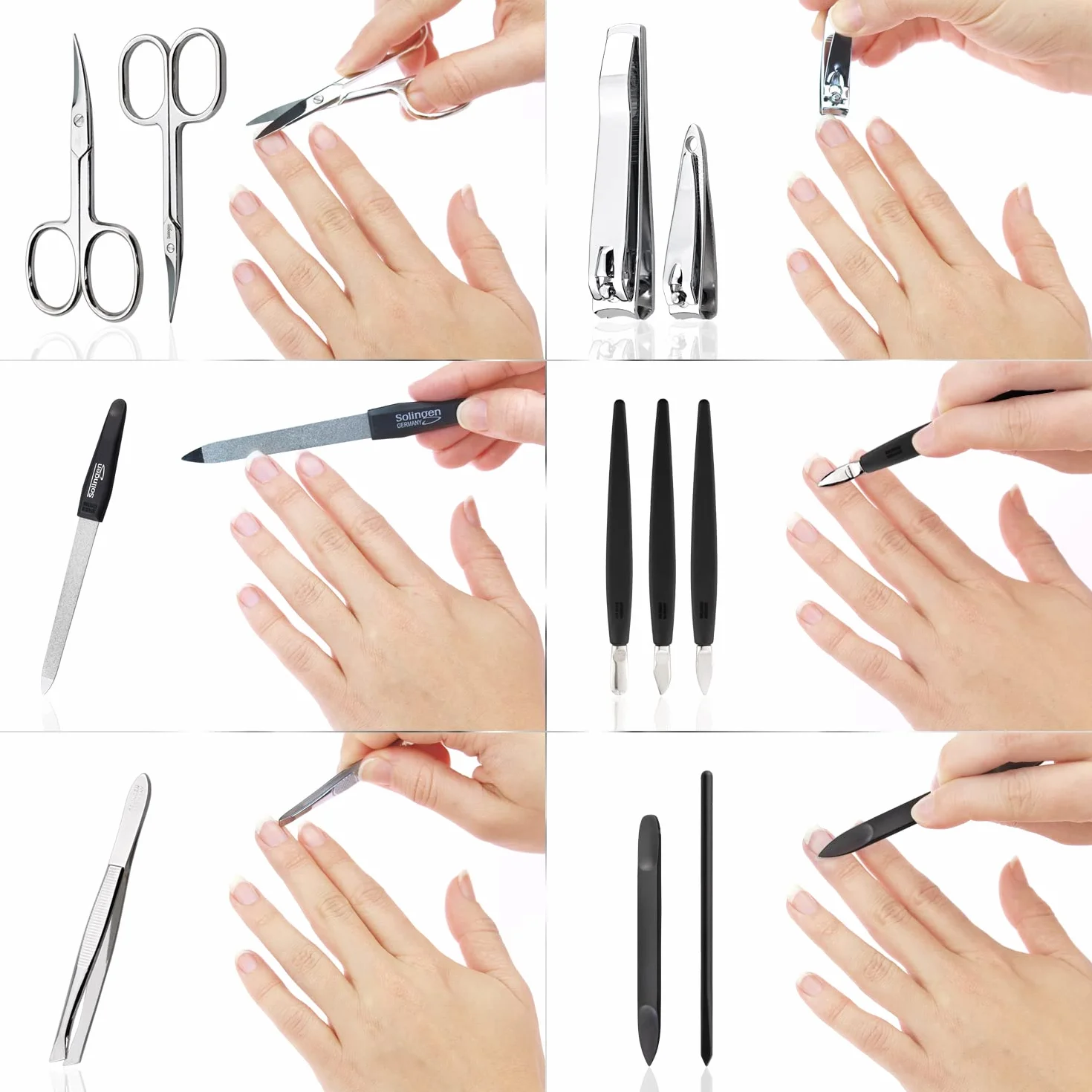 marQus Set de manicura y pedicura de 12 piezas de Solingen Alemania - Set manicura con todo lo necesario para hombre y mujer en estuche de piel sintética