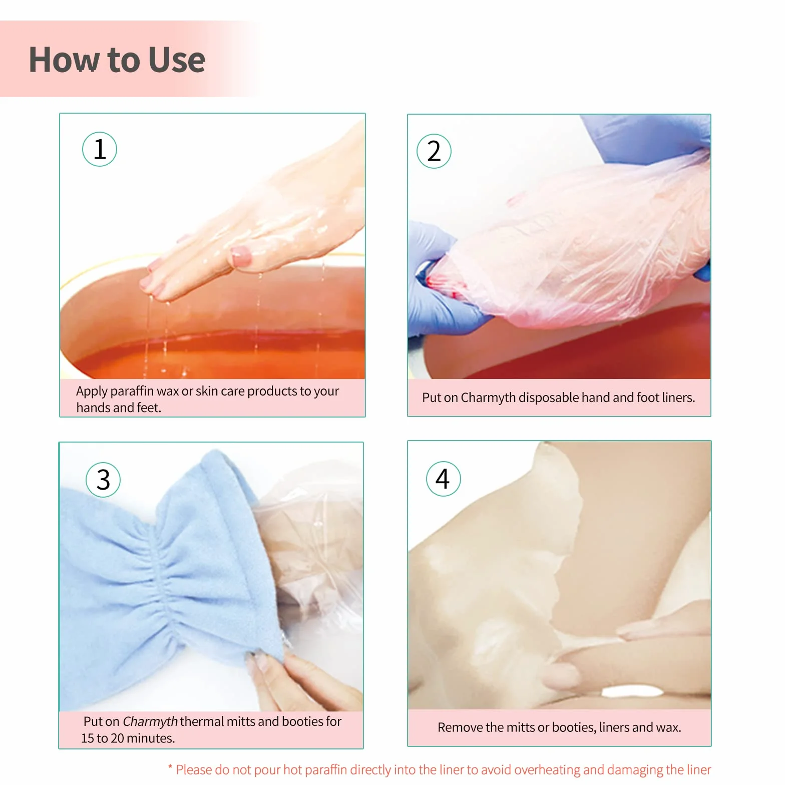 Guantes térmicos desechables para parafina, bolsas de tratamiento de cera caliente (100)