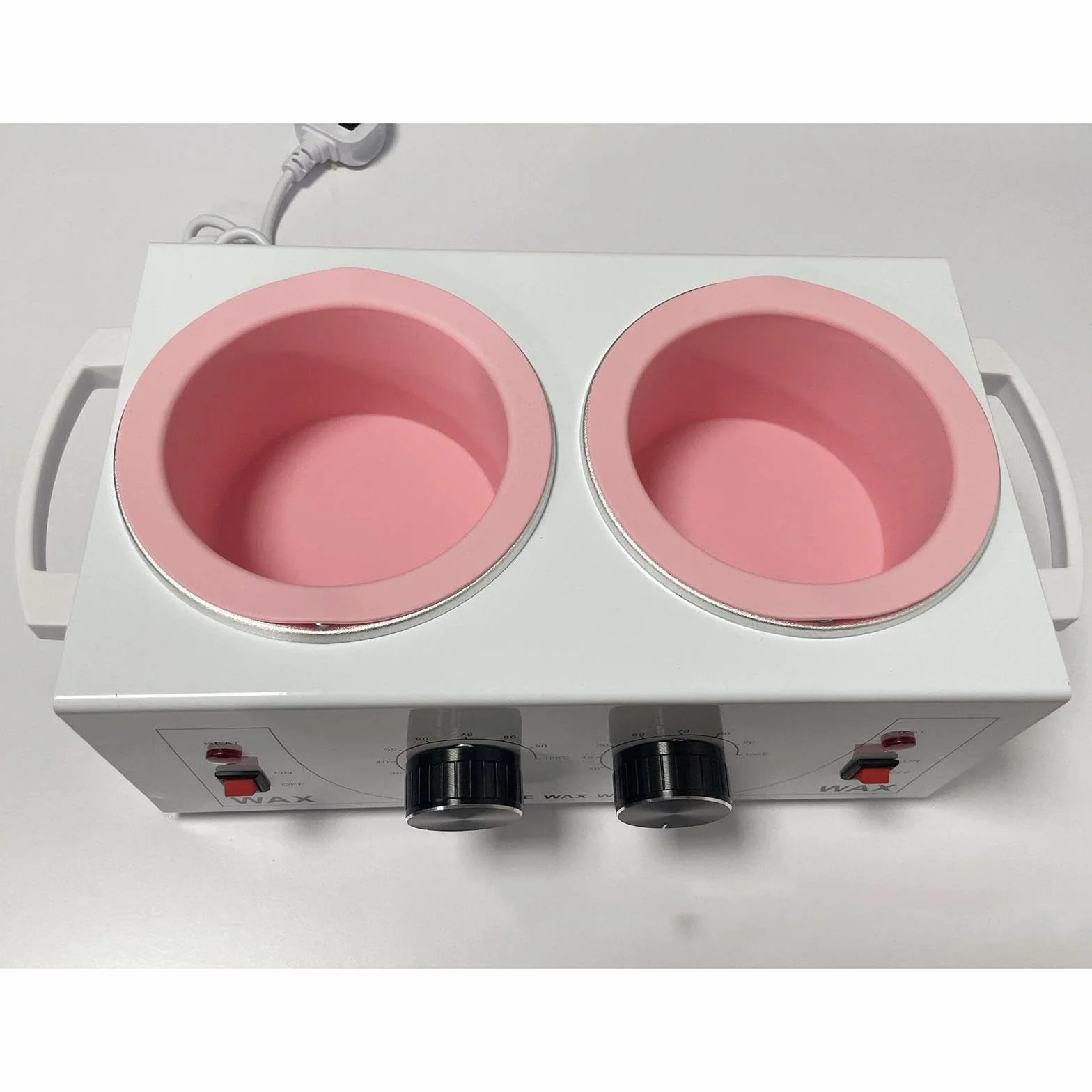 MagiDeal Calentador de cera profesional de 1000 con temperatura ajustable y doble olla de silicona para depilación facial, corporal y de piel.