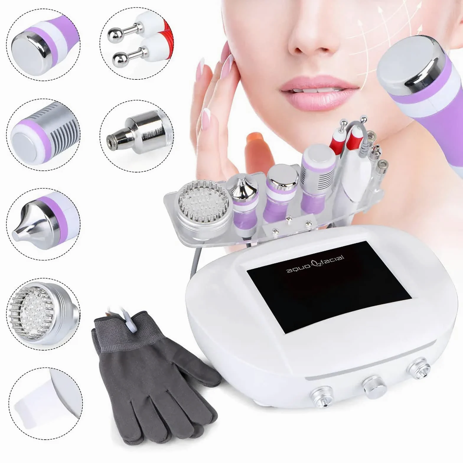 Máquina facial galvánica profesional 5 en 1: dispositivo de belleza de microdermoabrasión e iontoforesis para limpieza profunda, infusión de suero y estiramiento de la piel, sistema de spa facial en