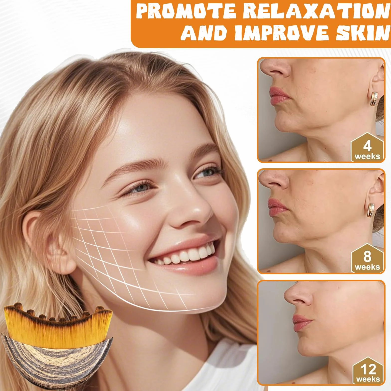 Cepillo Facial de Linfa Drenaje Linfático Masajeador para Cuidado Facial y Mentón (Marrón)