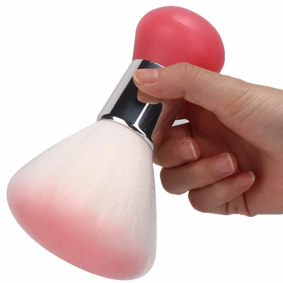 Plumero suave para cara y cuello, Mini cepillo de pelo ligero para peluquería y recortes (Rosado)