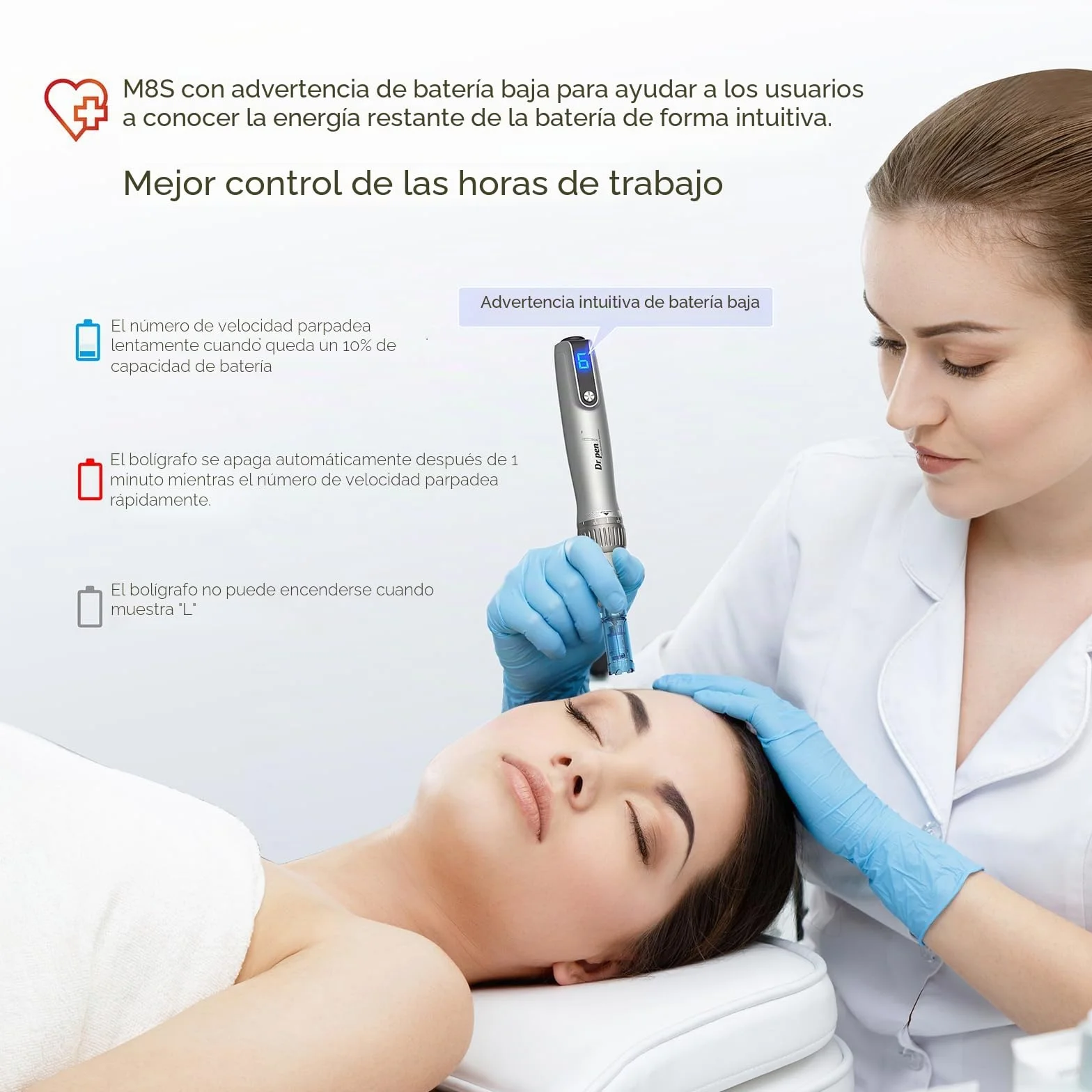 Dermapen M8S Profesional Inalámbrico Microneedling Pen 0-2.5mm Ajustable 22 Cartuchos 6 Velocidades