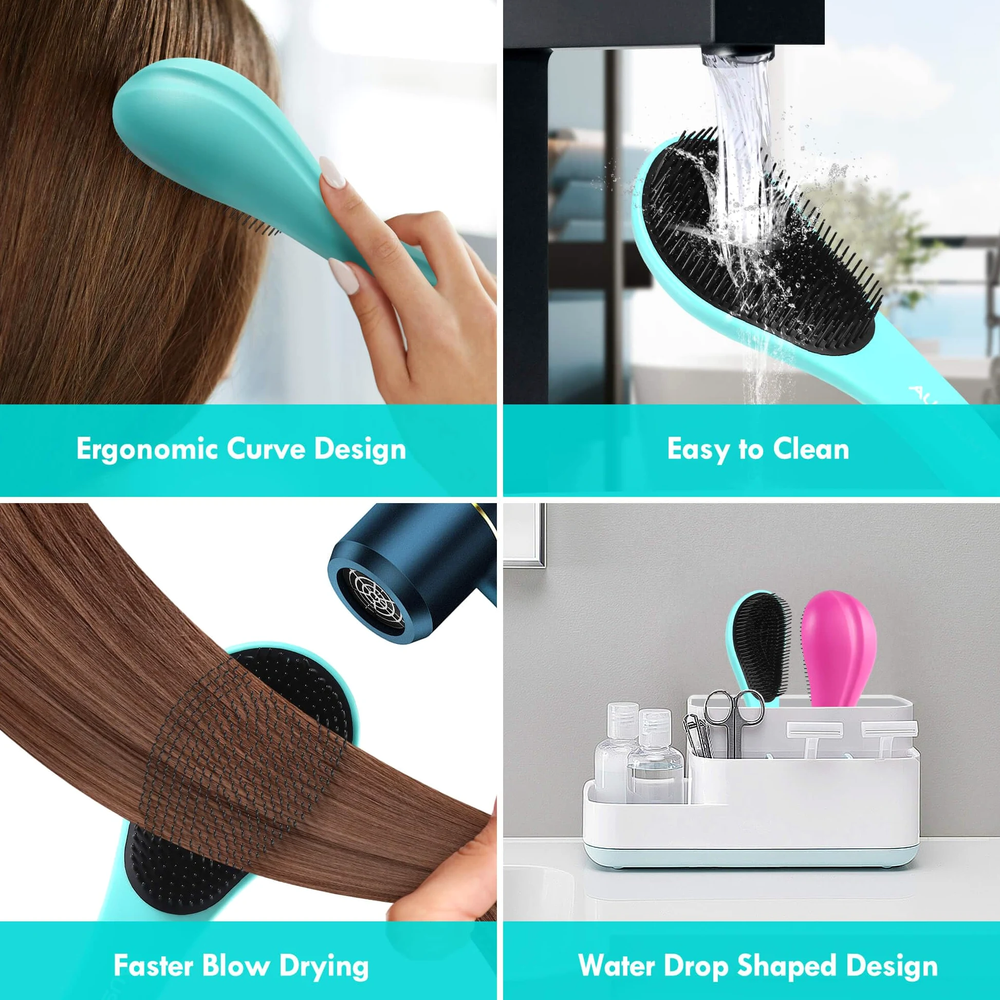 Juego de 2 cepillos para desenredar el cabello, con cerdas ultra suaves para eliminar enredos sin esfuerzo, para cabello rizado dañado seco y húmedo para hombres, mujeres, niñas, niños, morado