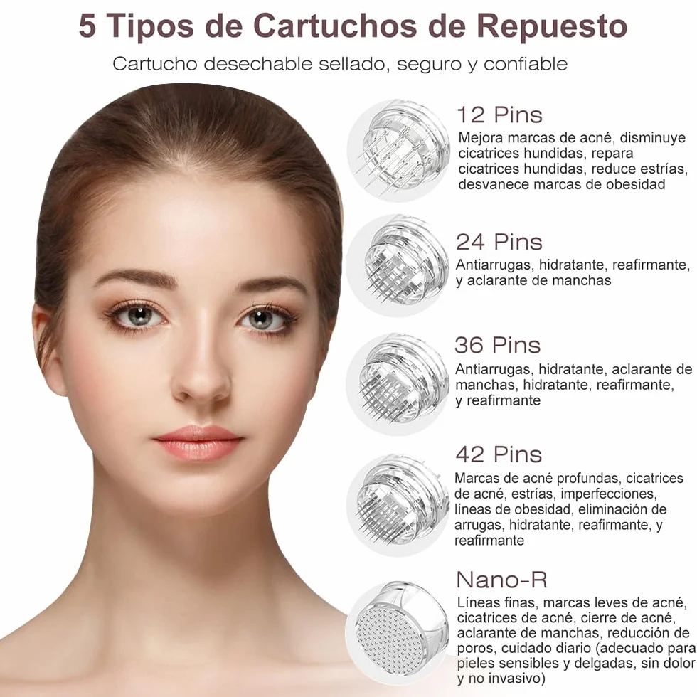 Dr.pen Ultima A10 Dermapen Profesional Inalámbrica con 5 Cartuchos para Cara y Crecimiento de Pelo