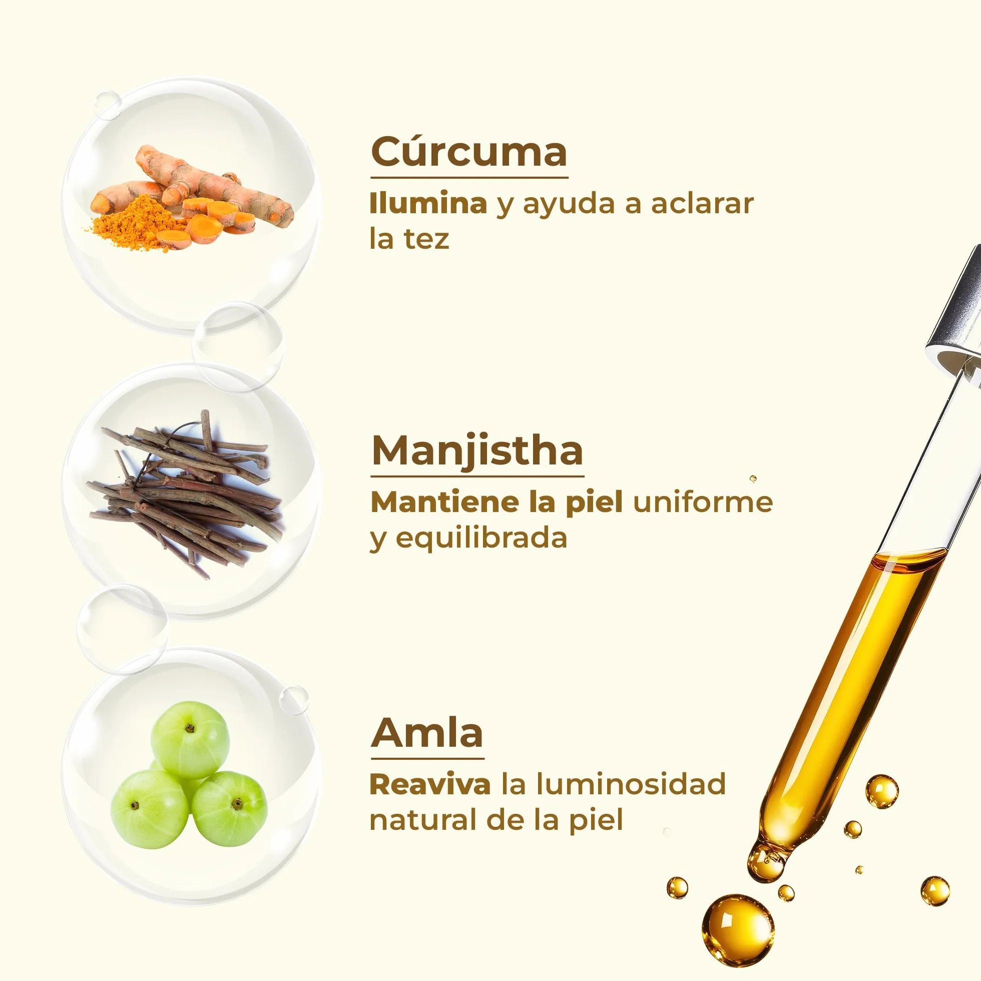 iYURA Bharanyu aceite facial radiante 100% natural vegano ilumina hidrata unifica piel dañada sol cúrcuma Amla 30 ml