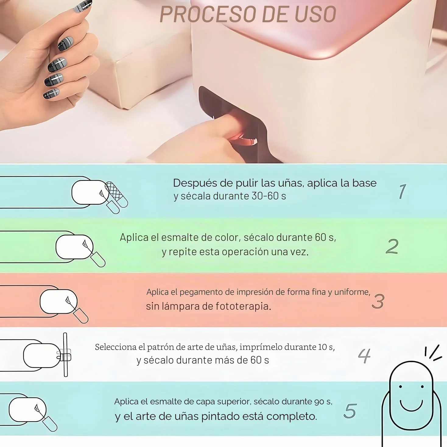 Impresora 3D para decoración de uñas, máquina de impresión de uñas DIY con control de aplicación, alta resolución de 4800 ppp, reconocimiento automático de forma de uñas y dibujo rápido 10S