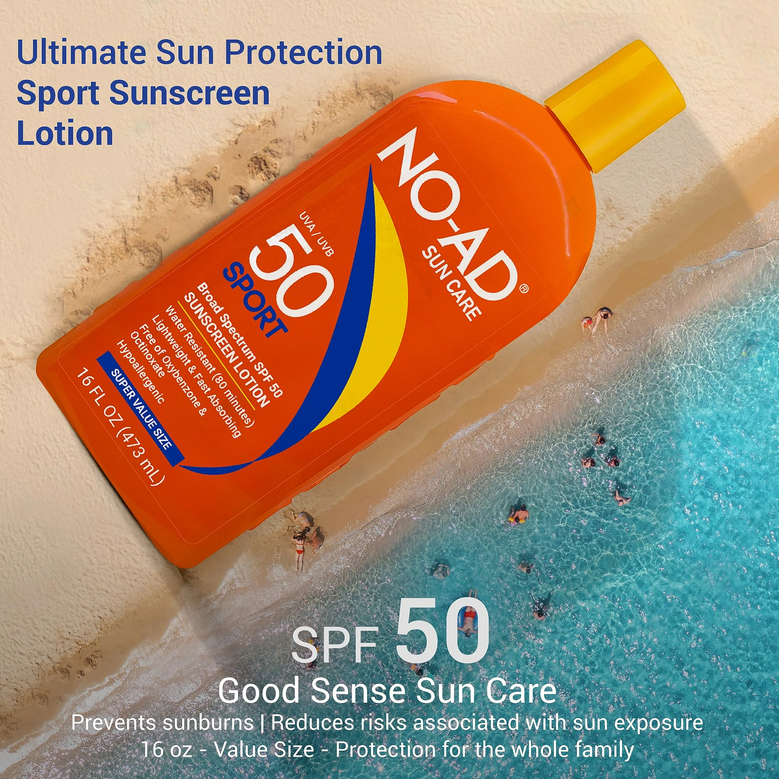 Protector solar NO-AD, SPF 50 Sport, 475 ml