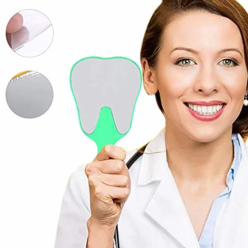 YUYTE Espejo de Mano para Clínica Dentista, Espejos con Mango Plástico, 4 Colores (Verde)
