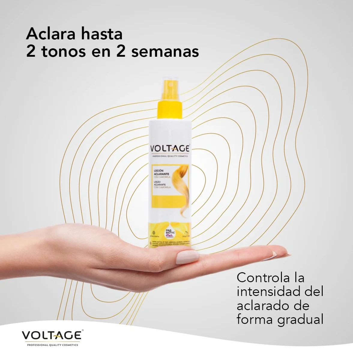 Voltage Cosmetics Aclarante con Camomila Rubio Natural Progresivo 200 ml Prebiotic Hair Technology Cabellos Naturales Sin Sulfatos