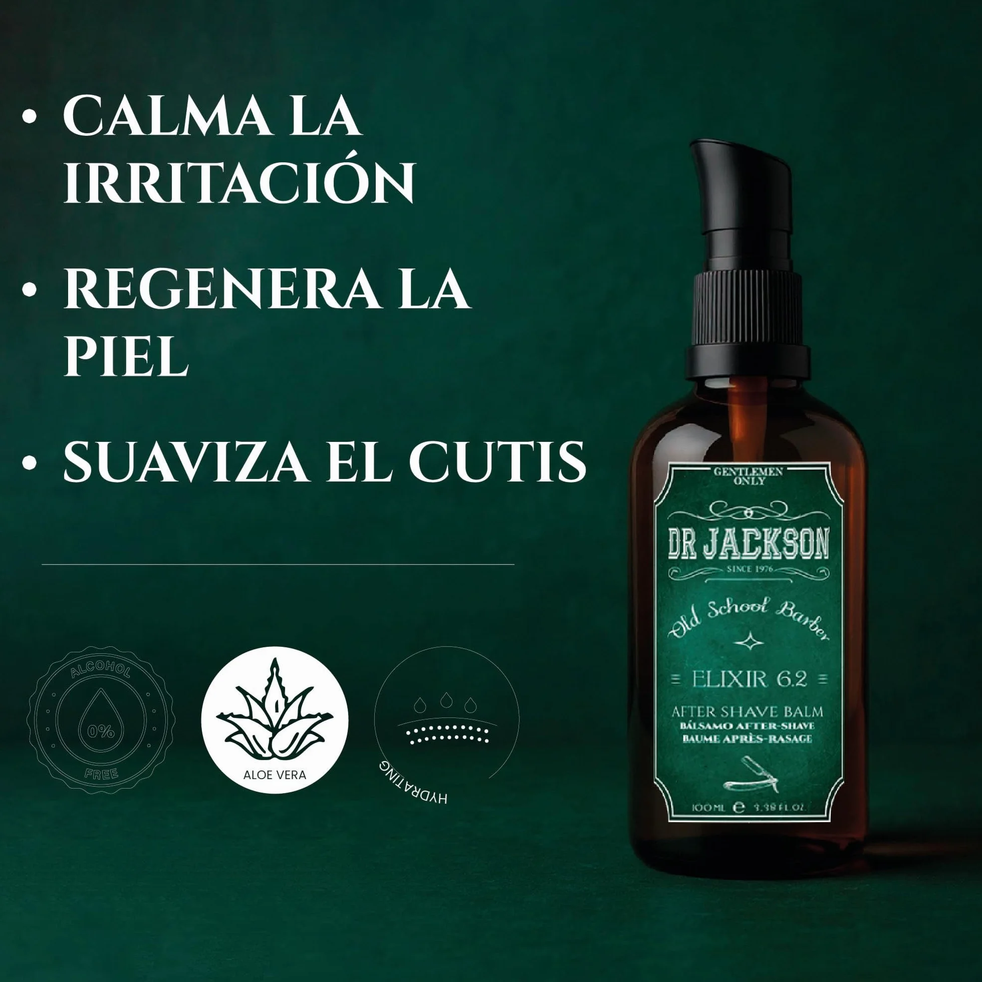 DR. JACKSON After Shave Hombre Antidot 6.2 Bálsamo Aftershave Sin Alcohol con Aloe Vera, Eucalipto y Vitamina E, 100 ml