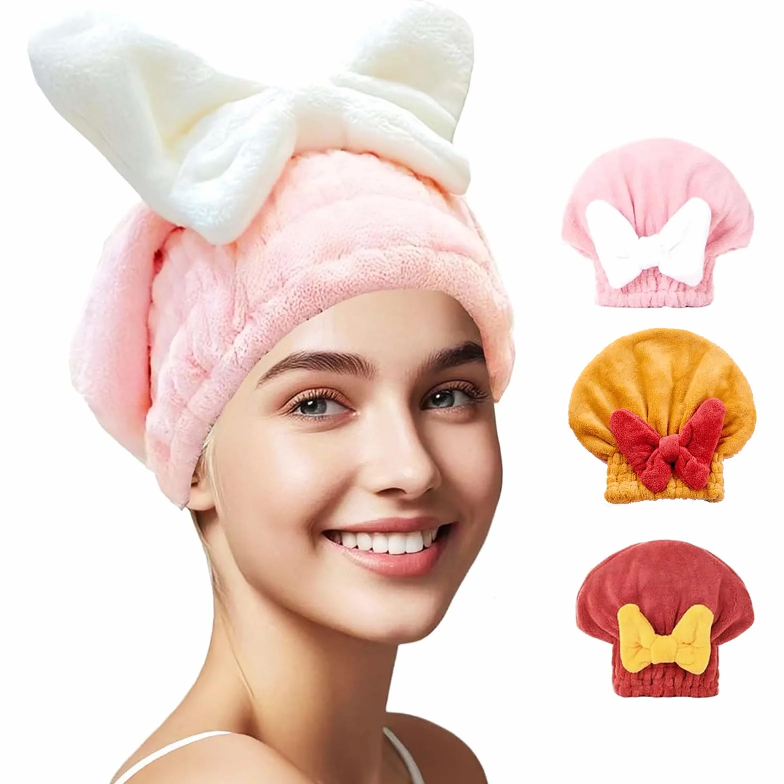 Pack de 3 Toallas de Microfibra para Cabello Secado Rápido con Lazo DK60