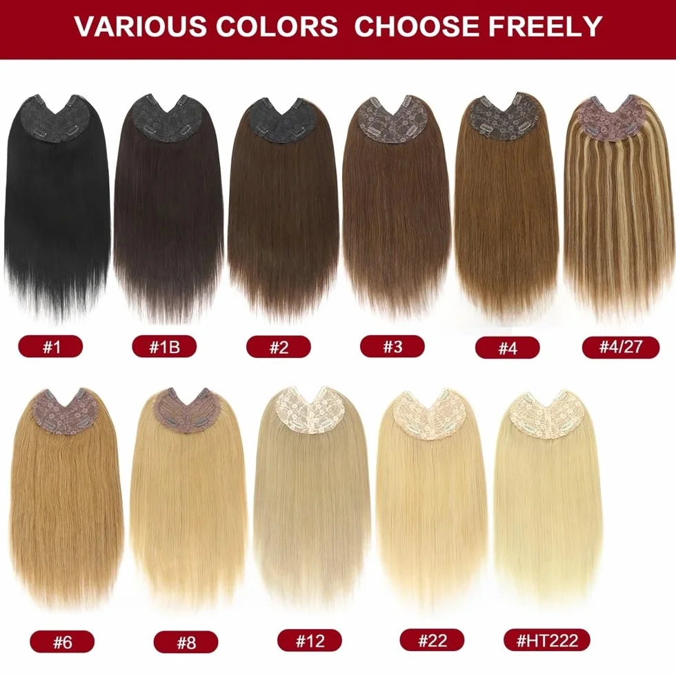 Adornos For El Cabello Con Parte En V De 16 Pulgadas For Mujeres, Cabello Humano Real, Postizo De Aspecto Natural Con Clips, Cómodo For El Uso Diario, Agrega Volumen Y Cobertura Suave y Natural(12)