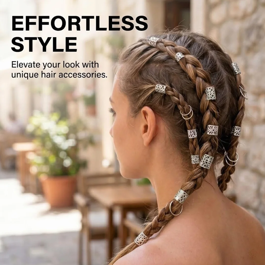 Accesorios Pelo Plateados Anillos Ajustables Rastas Bobinas Joyería Estándar