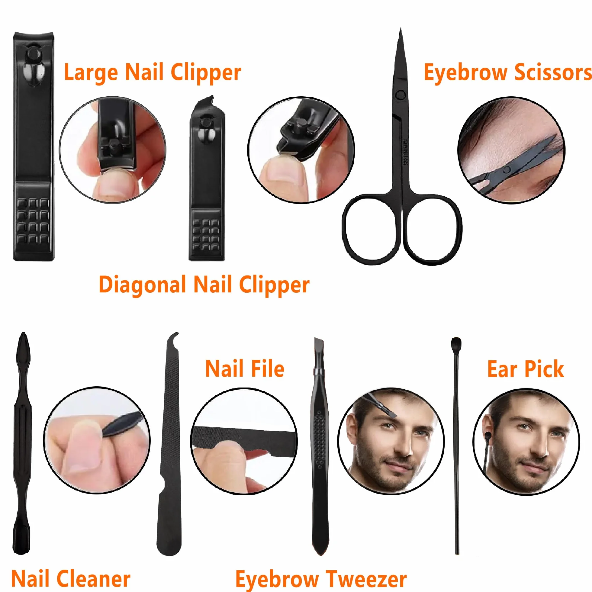 Set de manicura para hombres Cortauñas Kit de pedicura Cuidado de uñas