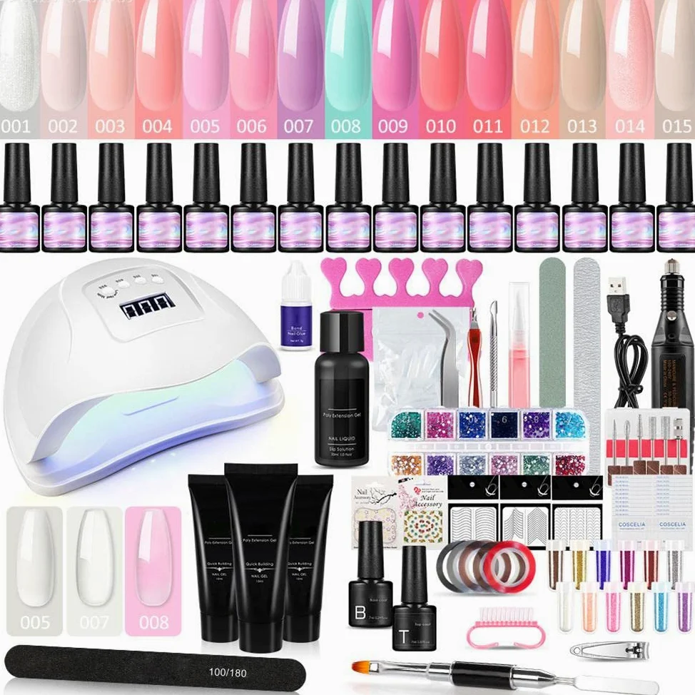 Kit de esmalte de uñas profesional de 80 W UV + LED lámpara de uñas de gel para manicura UV