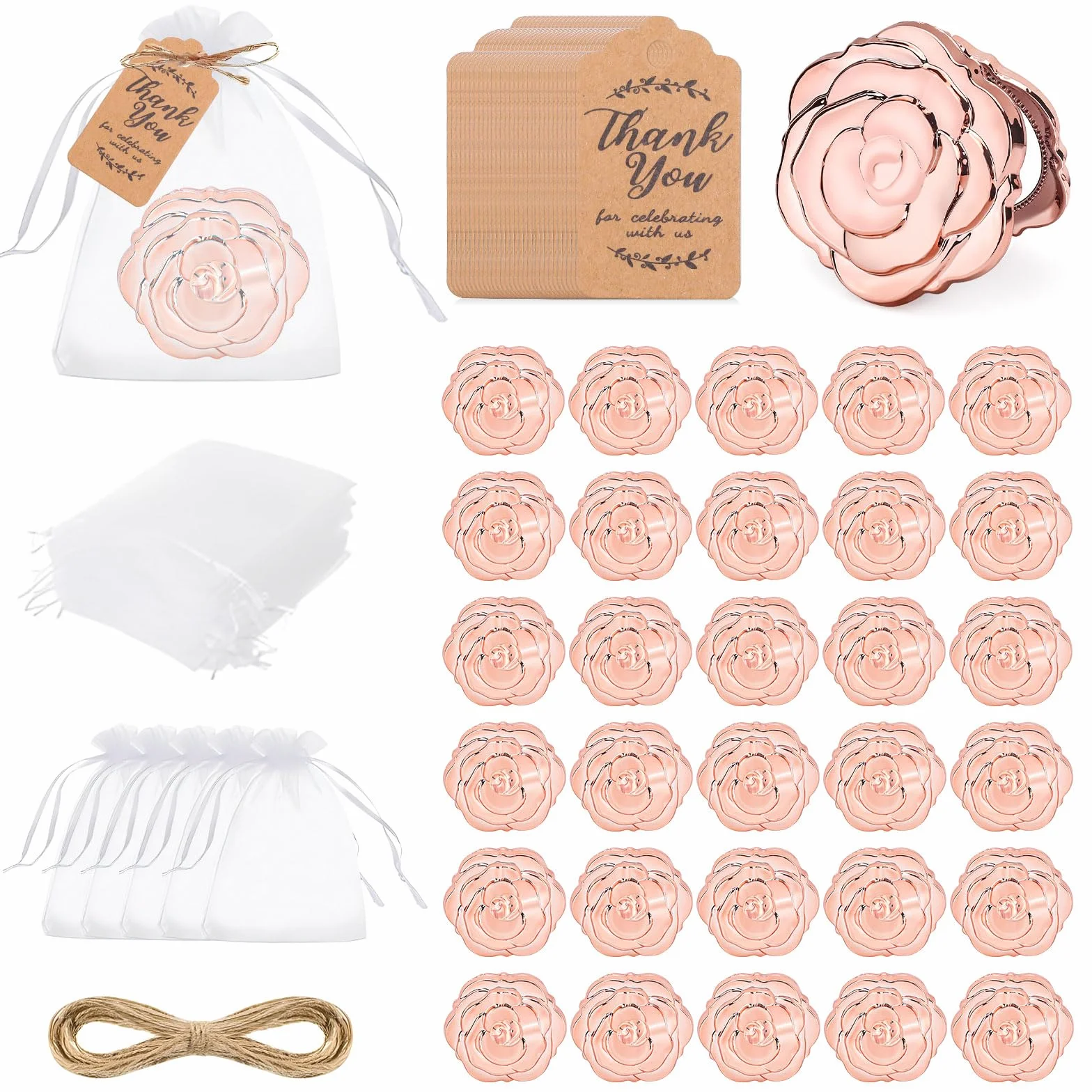 Espejos compactos rosas a granel 30 unidades recuerdos boda regalos despedida soltera espejos plegables forma rosa