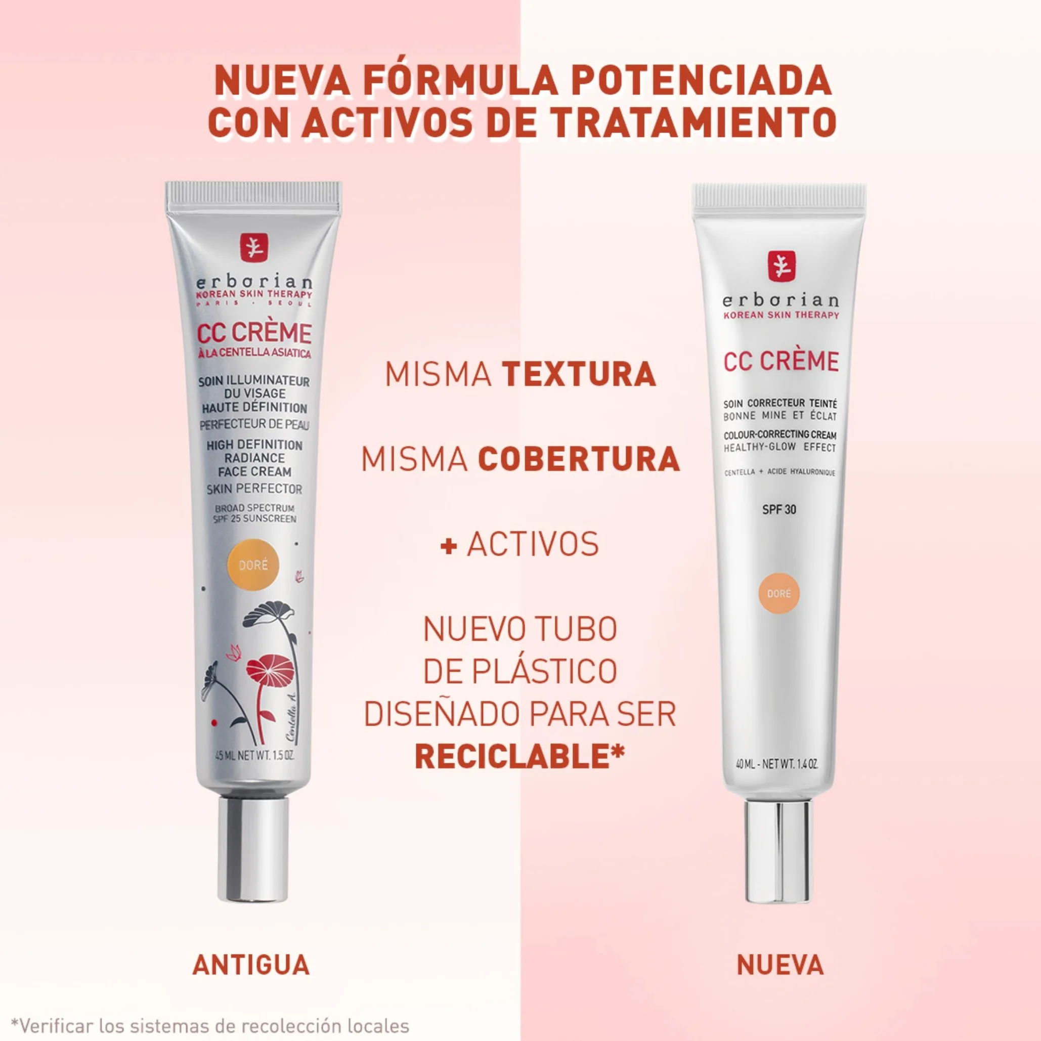 Erborian CC Crème con Centella Asiática Crema Facial Iluminadora SPF 30 Cosmética Coreana