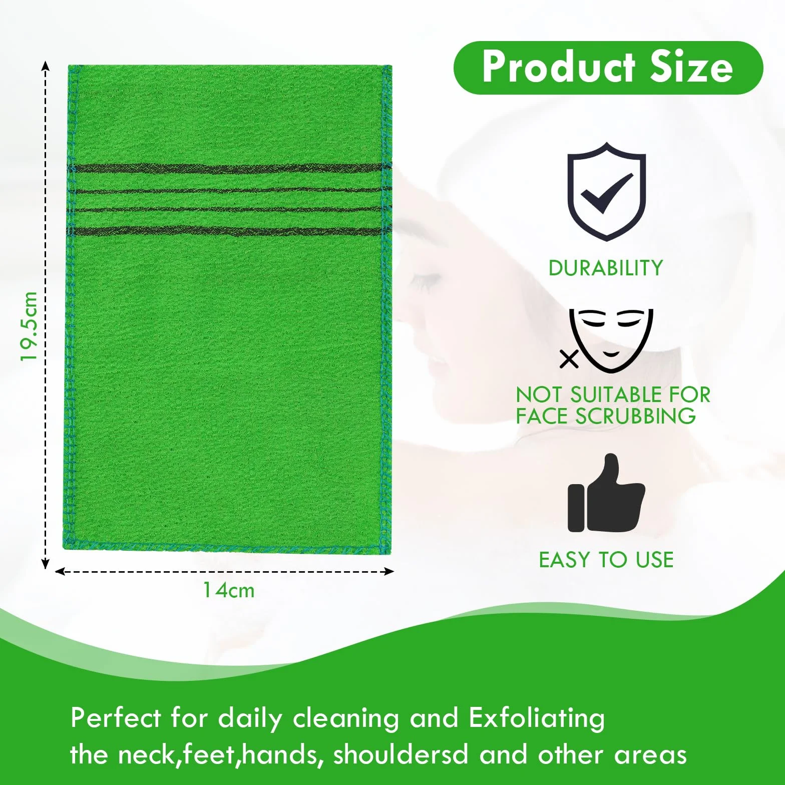 Guante Exfoliante Coreano, 5pcs Esponja Exfoliante Corporal para Limpieza Profunda