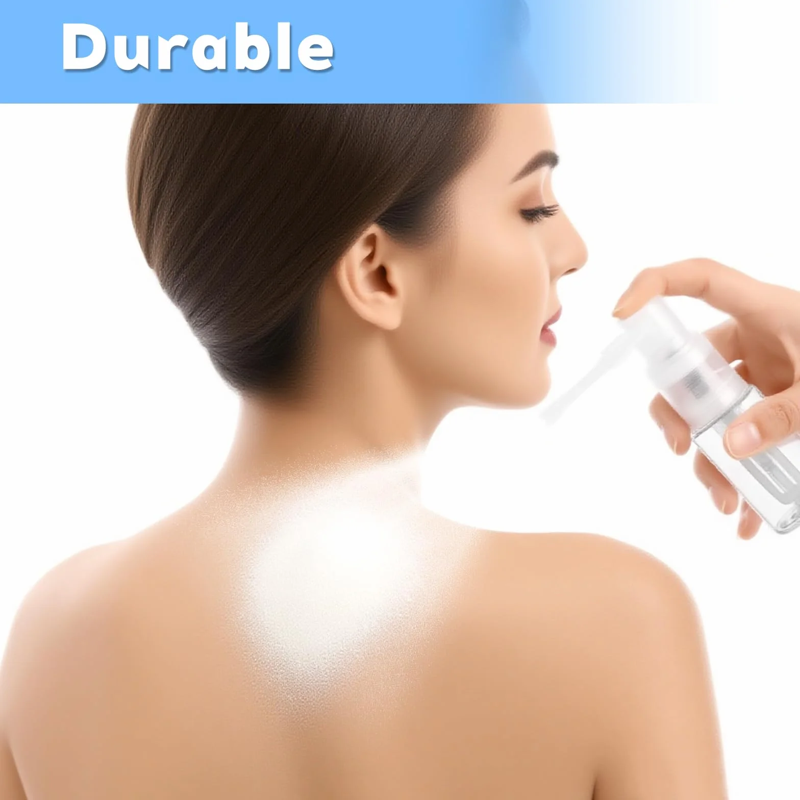 Pulverizadores de polvo con purpurina 50 ml, botella transparente con 2 embudos
