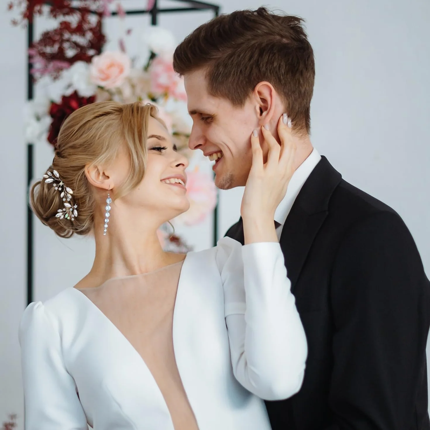 Accesorios para el cabello de boda, horquillas de novia con cristales y diamantes de imitación (plata)