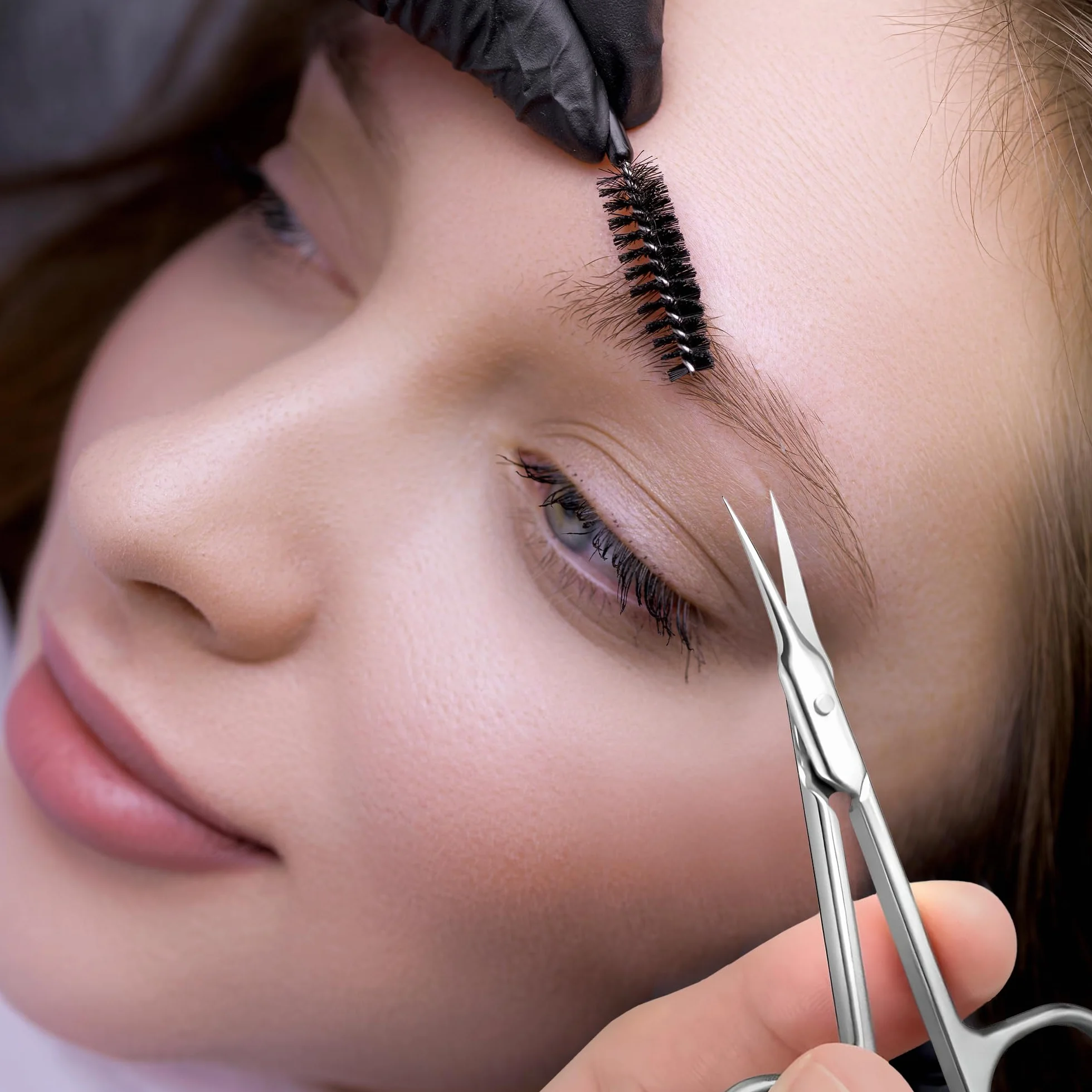 Tijeras Profesionales para Uñas, Tijera Curva Acero Inoxidable para Cutícula, Cejas, Vello Facial