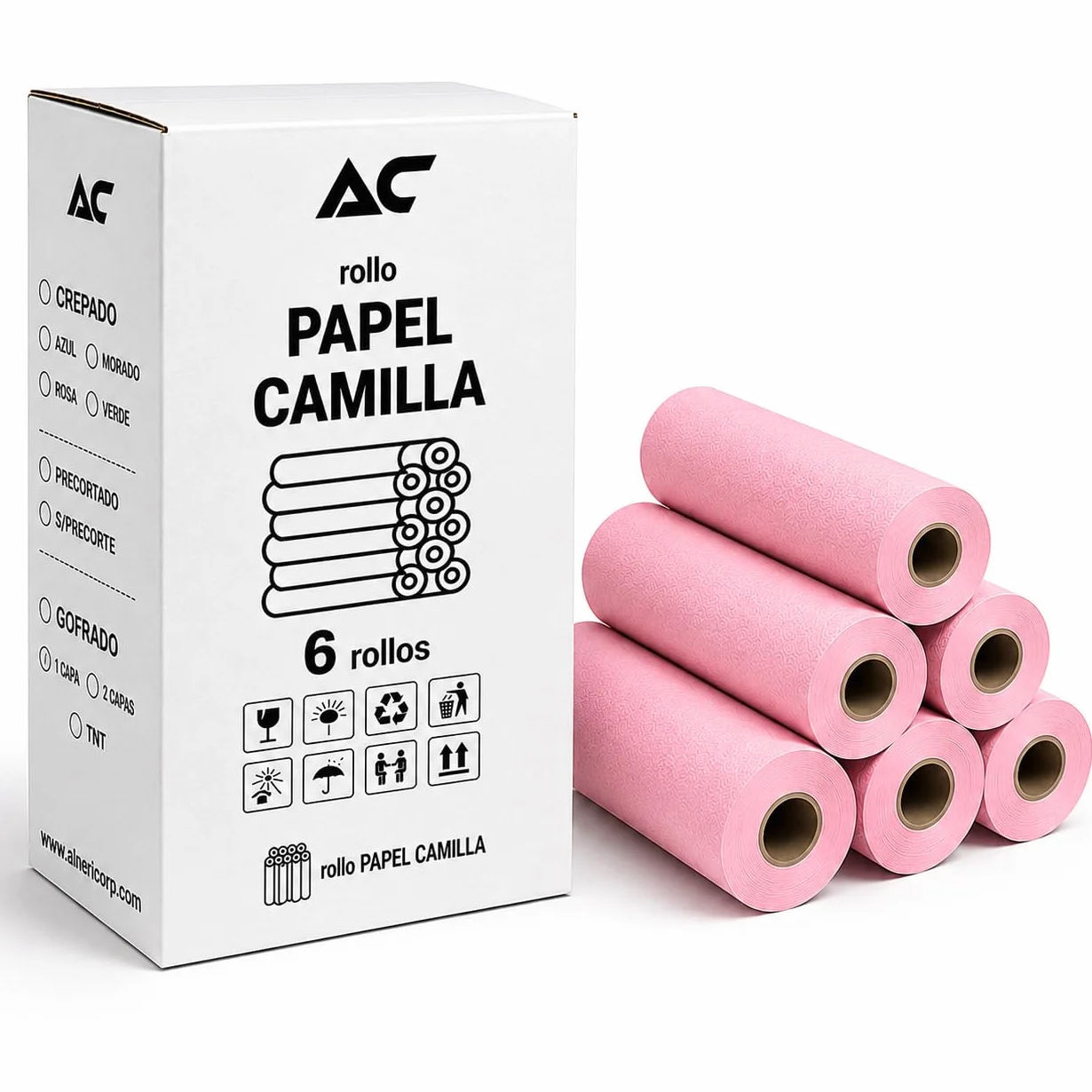 Papel Camilla Rosa Caja 6 Unidades 60M x 60cm Centros de Estética