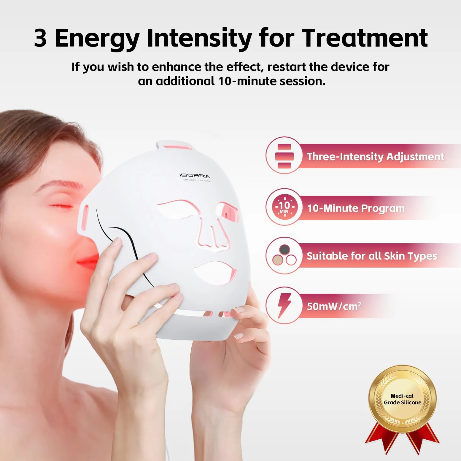 Máscara Facial LED, Terapia de Luz Infrarroja Cercana de Mandíbula | Mascarilla Facial de Belleza con 400 LEDs de 3 Colores, Cuidado de Piel para Hogar y Viajes, 3 Modos con Control Remoto