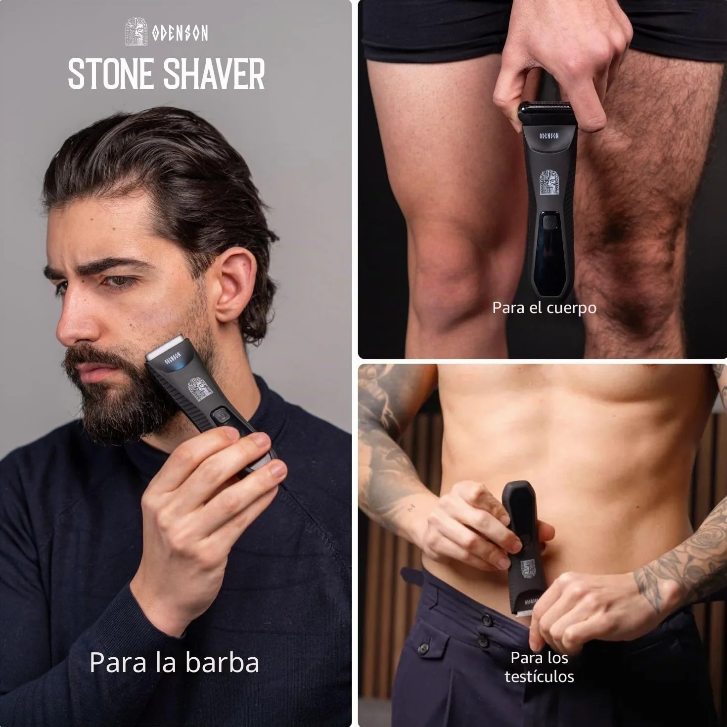 Odenson Cortapelos para barba y cuerpo impermeable inalámbrico recargable hombre afeitadora eléctrica