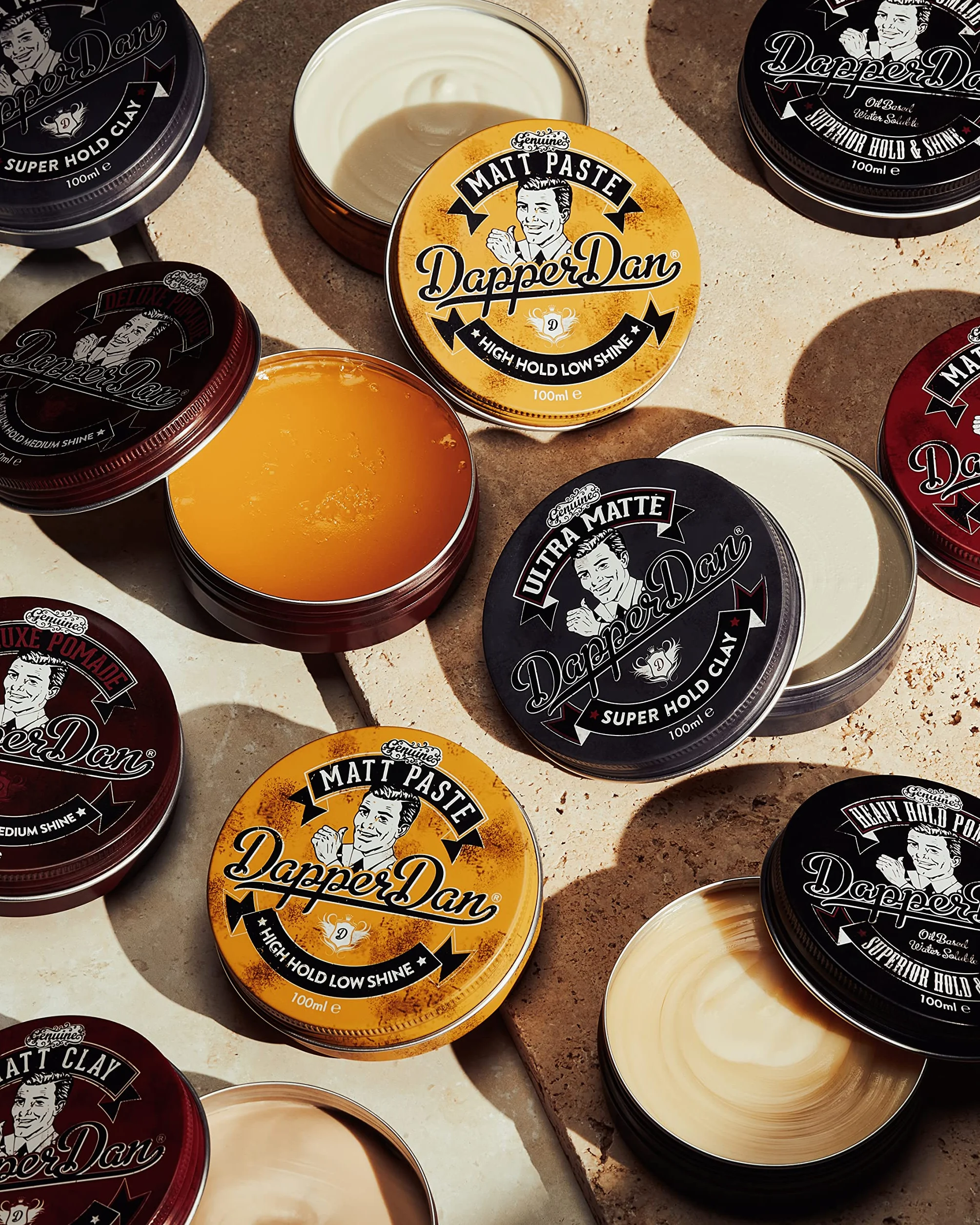 Dapper Dan Pomada Deluxe Dúo Fijación Media & Brillo Medio, Pomada para Cabello a Base de Agua, 2 x 100ml