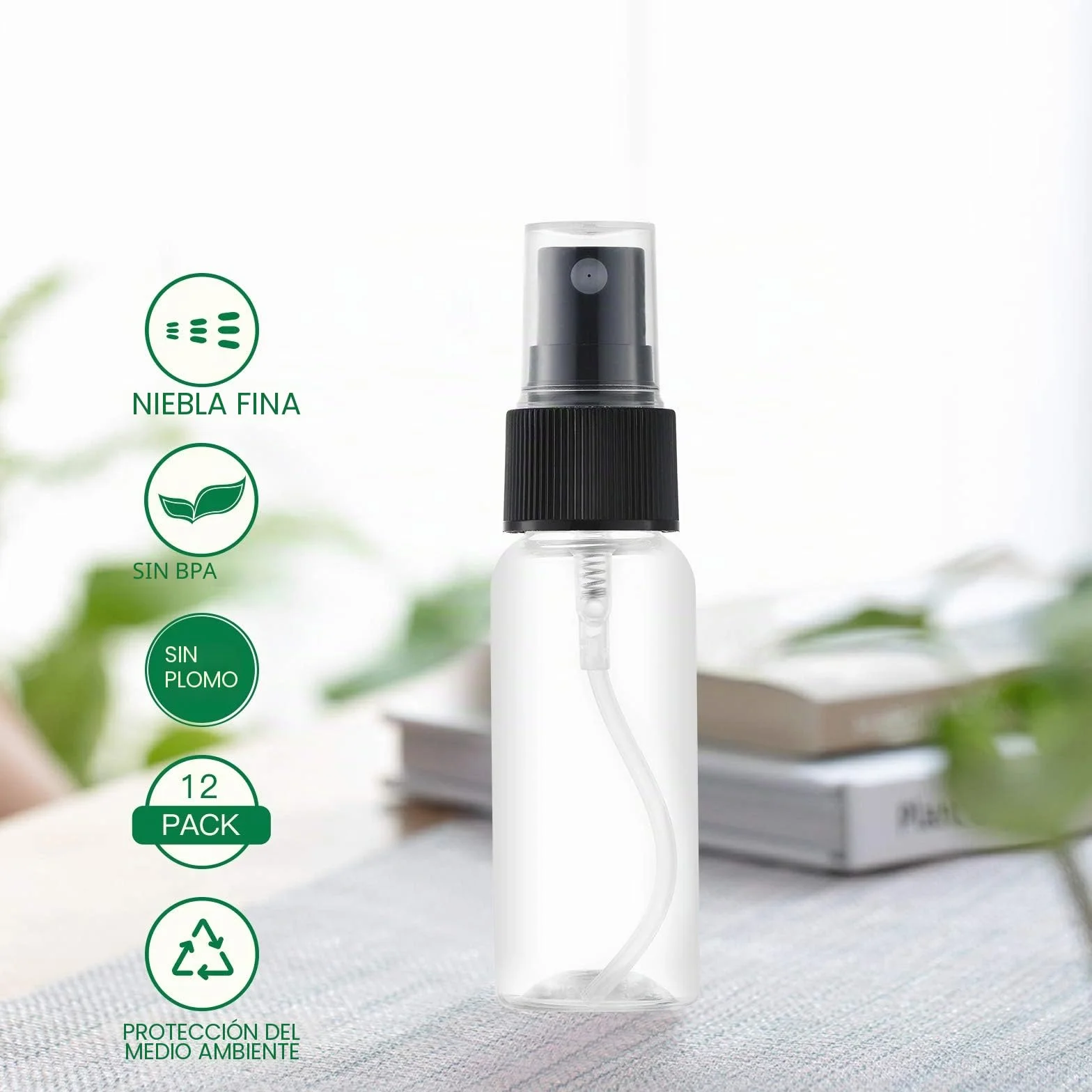 Toureal 30ml Spray Pulverizador Plastico 12 Piezas Botes Vacios Atomizador Transparente