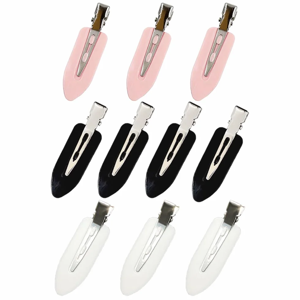 Pinzas para el Cabello sin Pliegues - Set de 10 Clips de Peinado Negro, Blanco, Rosa