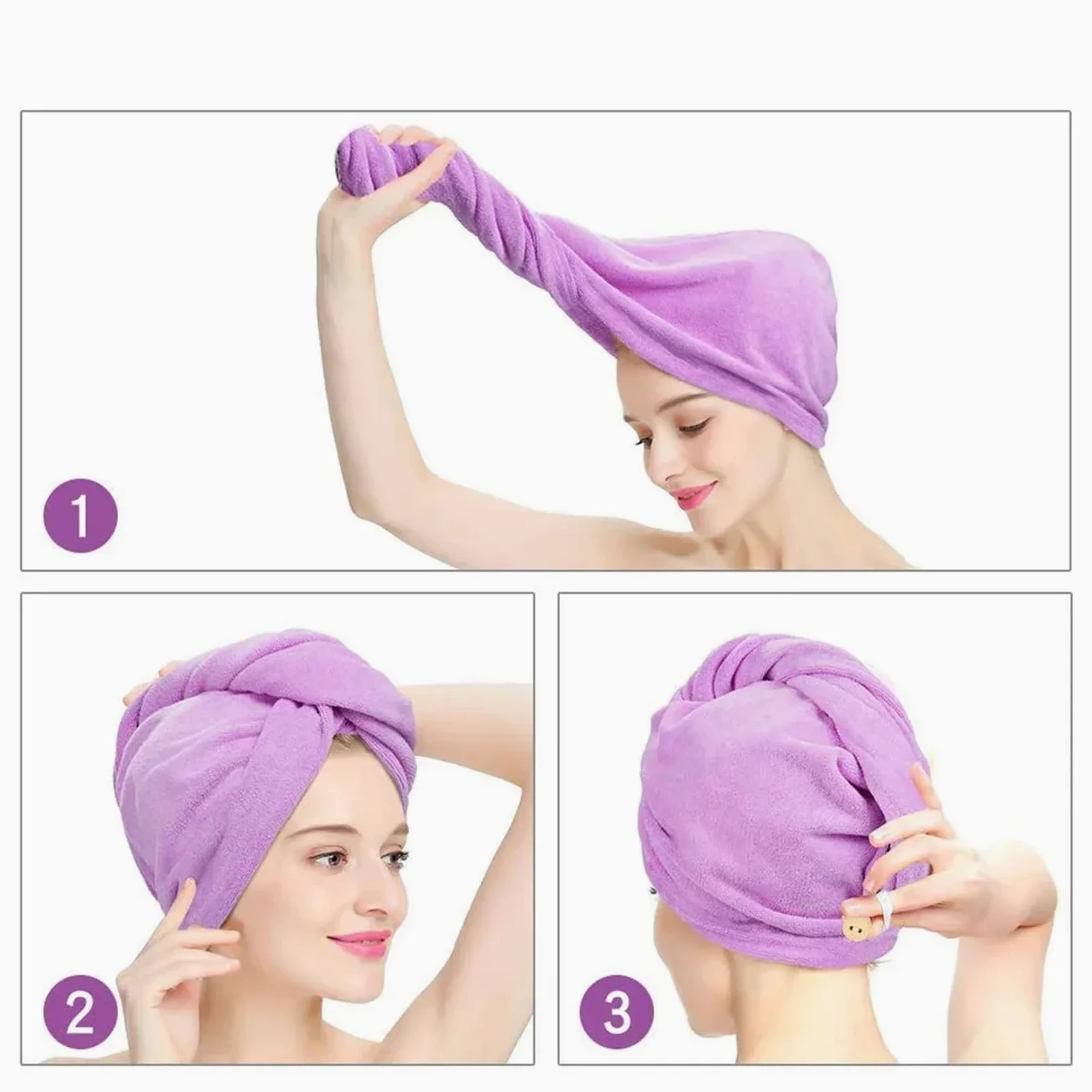 Toalla de microfibra for el cabello, envoltura de secado de cabello antiencrespamiento for mujeres y hombres, sombrero for cabello seco, súper absorbente, gorro de baño envuelto para Mujeres Cabello r