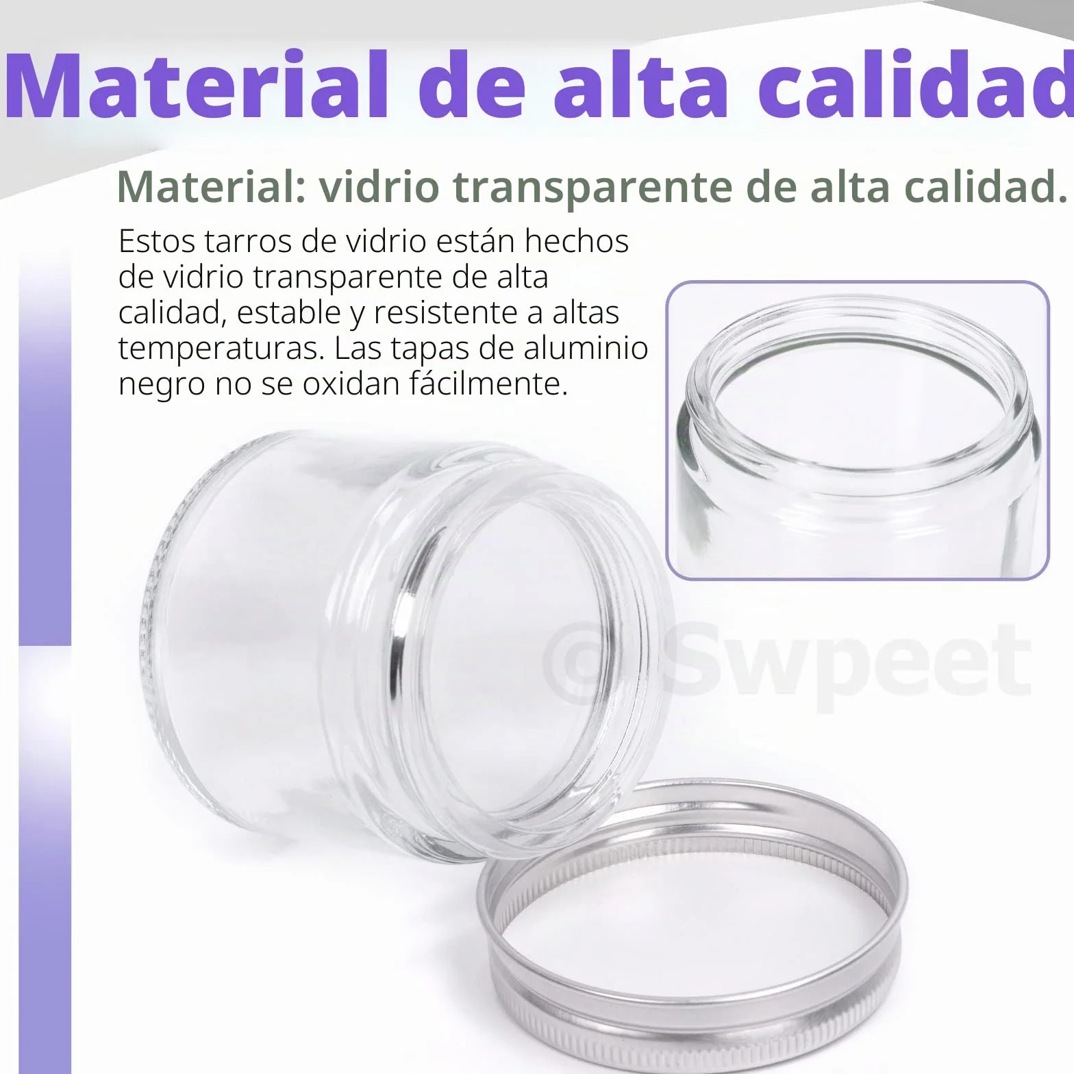 Frascos de vidrio transparente 120 ml con tapa plateada para cosméticos