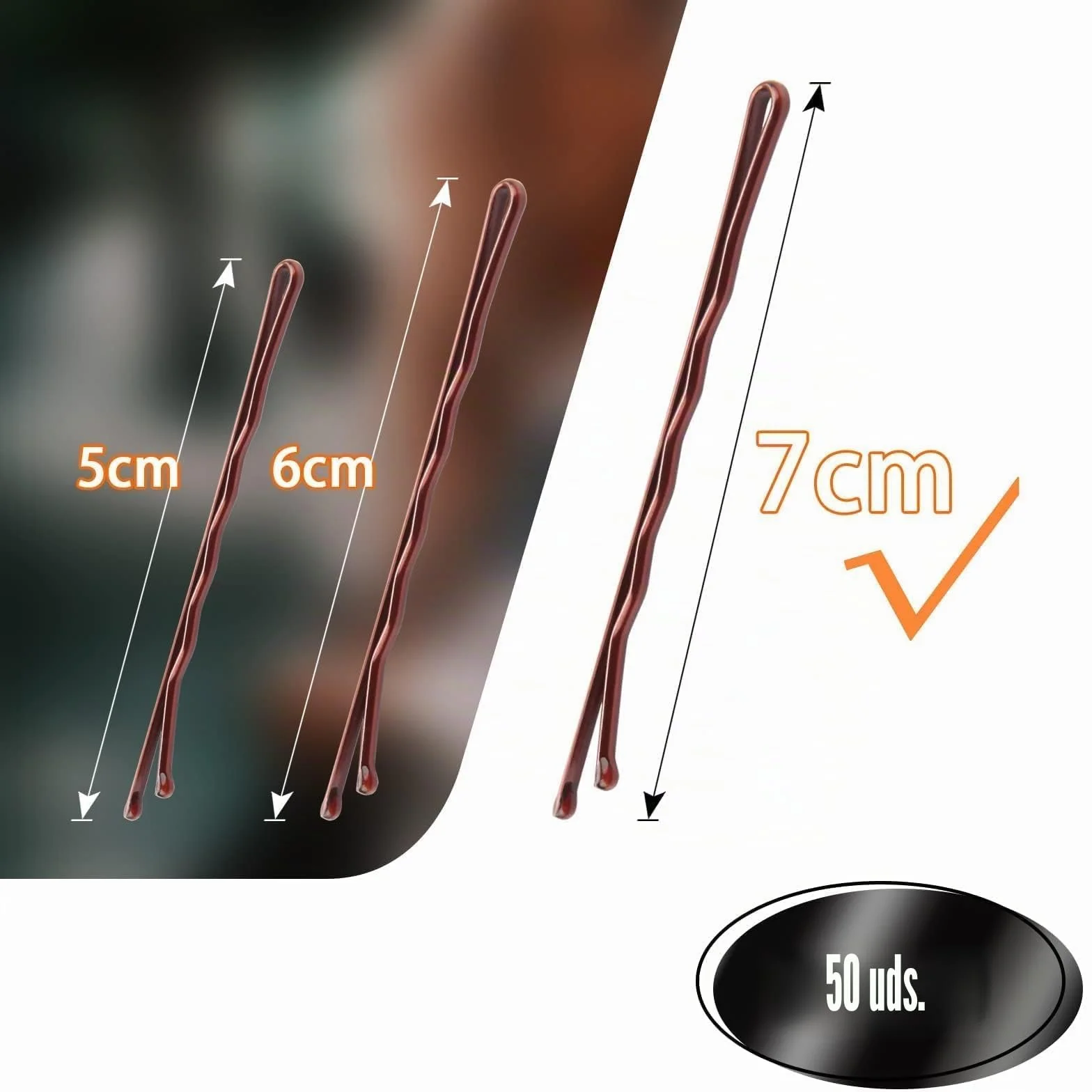 Mbsomnus 50 Piezas Horquillas Pelo Mujer Marrón Bobby Pins 7cm